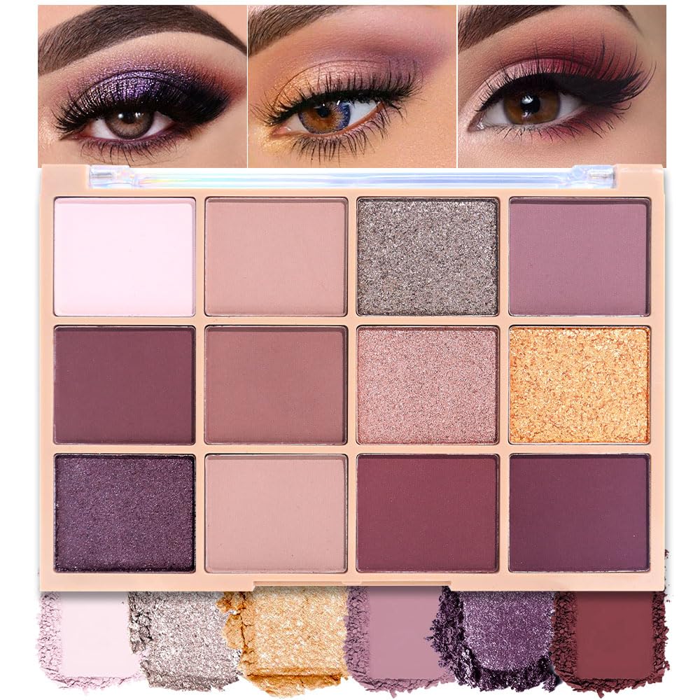 Neutral Smokey Eye Shadow Palette,Nude Mauve Rose Gold Cream Eyeshadow Palette,Make Up Pallets for Women Natural Eyeshadow for Eyes Long Lasting