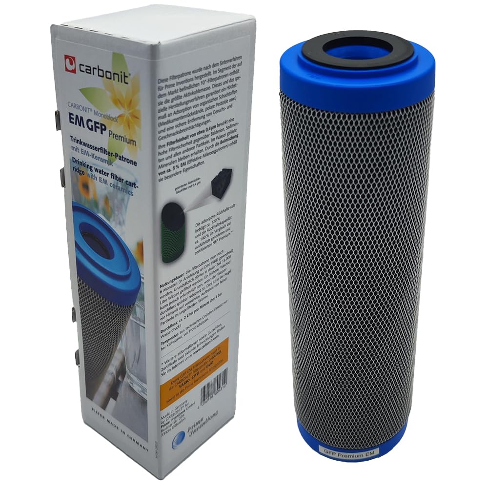 Cartucho de filtro de agua EM GFP Premium, con cerámica EM, mejor sabor al agua, compatible con carcasas de filtro Carbonit Sanuno & Vario HP | AquaAvanti | WatPass | Alvito | y muchos otros