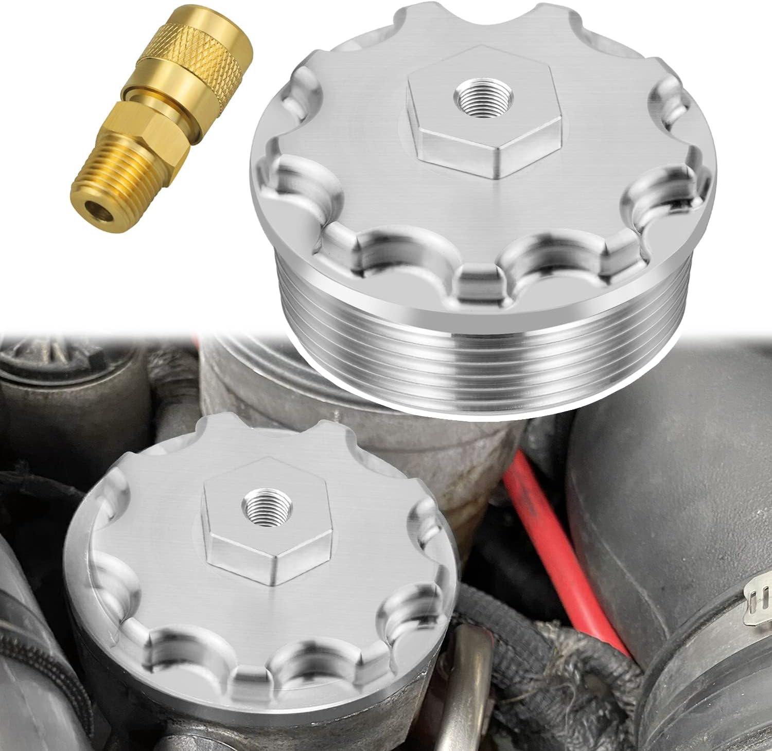 Tapa de filtro de combustible para Ford F250 F350 F450 F550 Super Duty International 6.0L Diesel, con puerto de presión de combustible, color