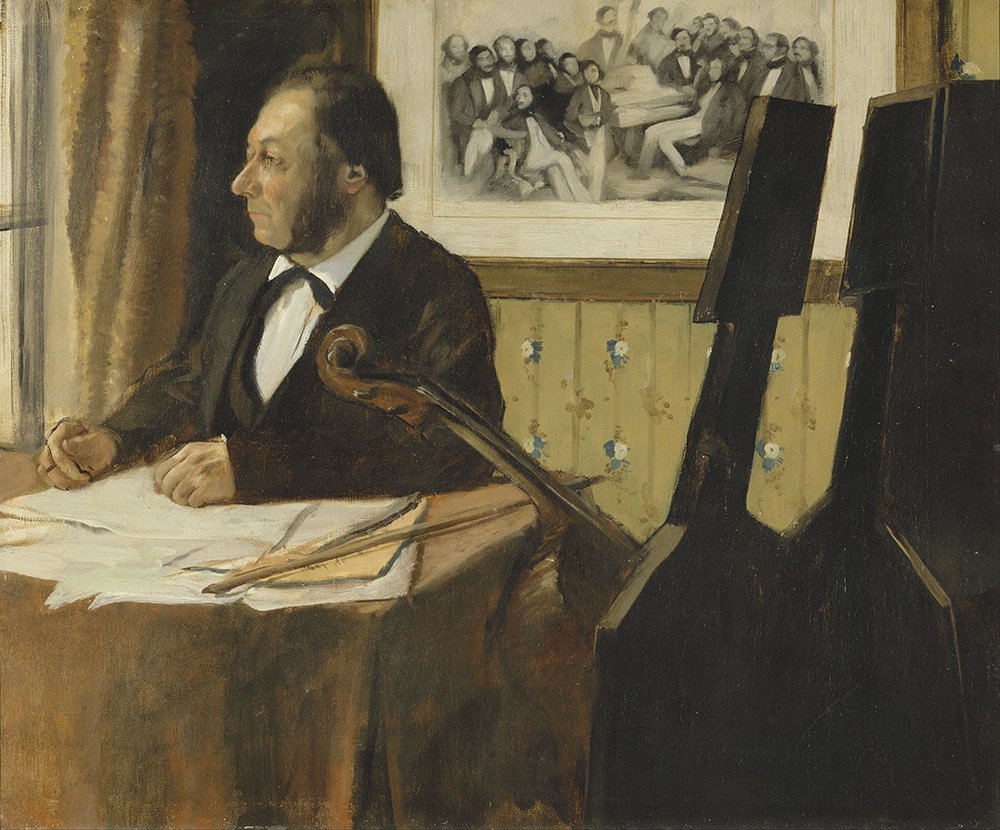 Tableau Edgar Degas The Cellist Pilet grand format imprimé cadre marron