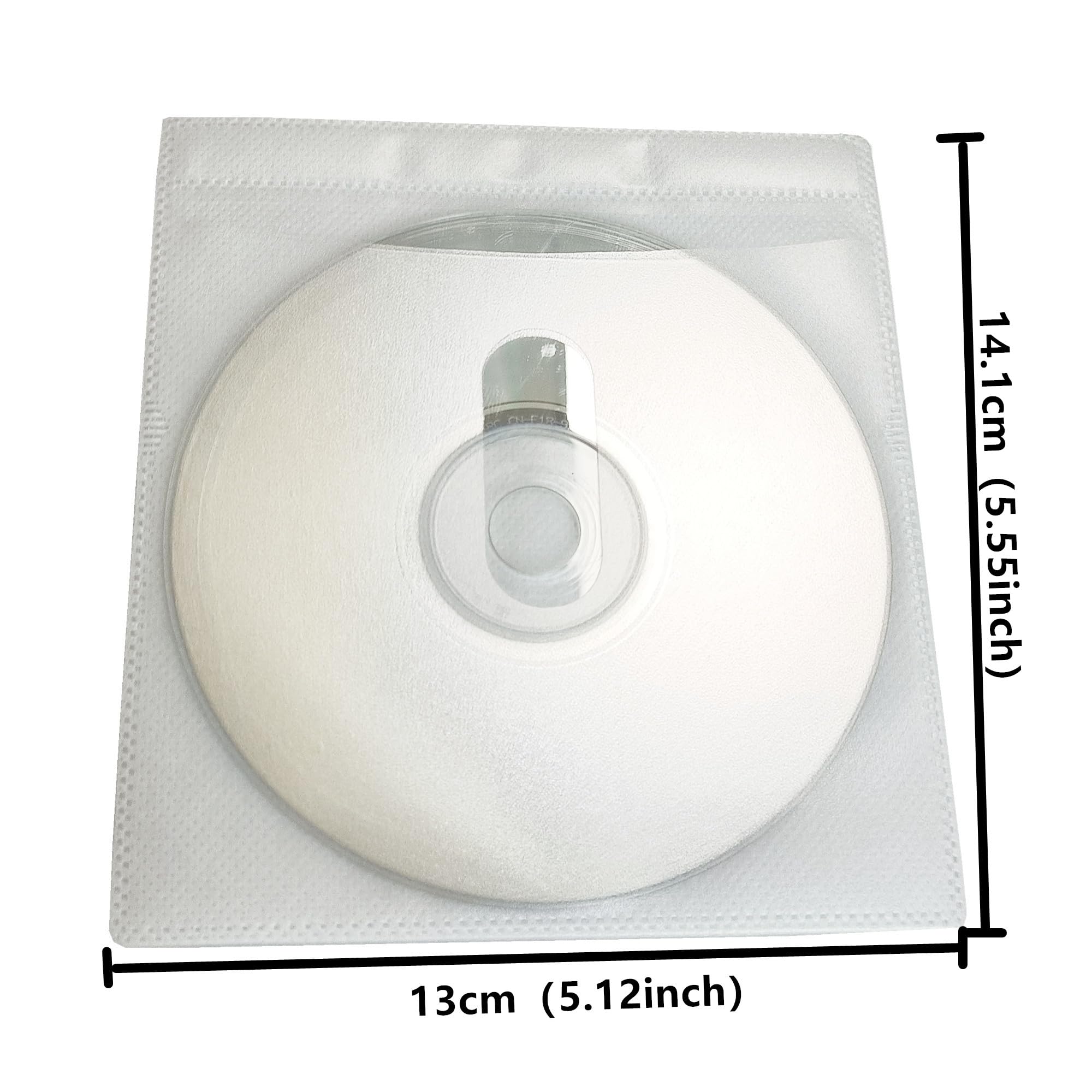 Paquete de 100 fundas de alta calidad para CD y DVD, material grueso no tejido, funda de plástico de repuesto de doble cara para carpetas de almacenamiento de CD y DVD, funda de disco con cierre a