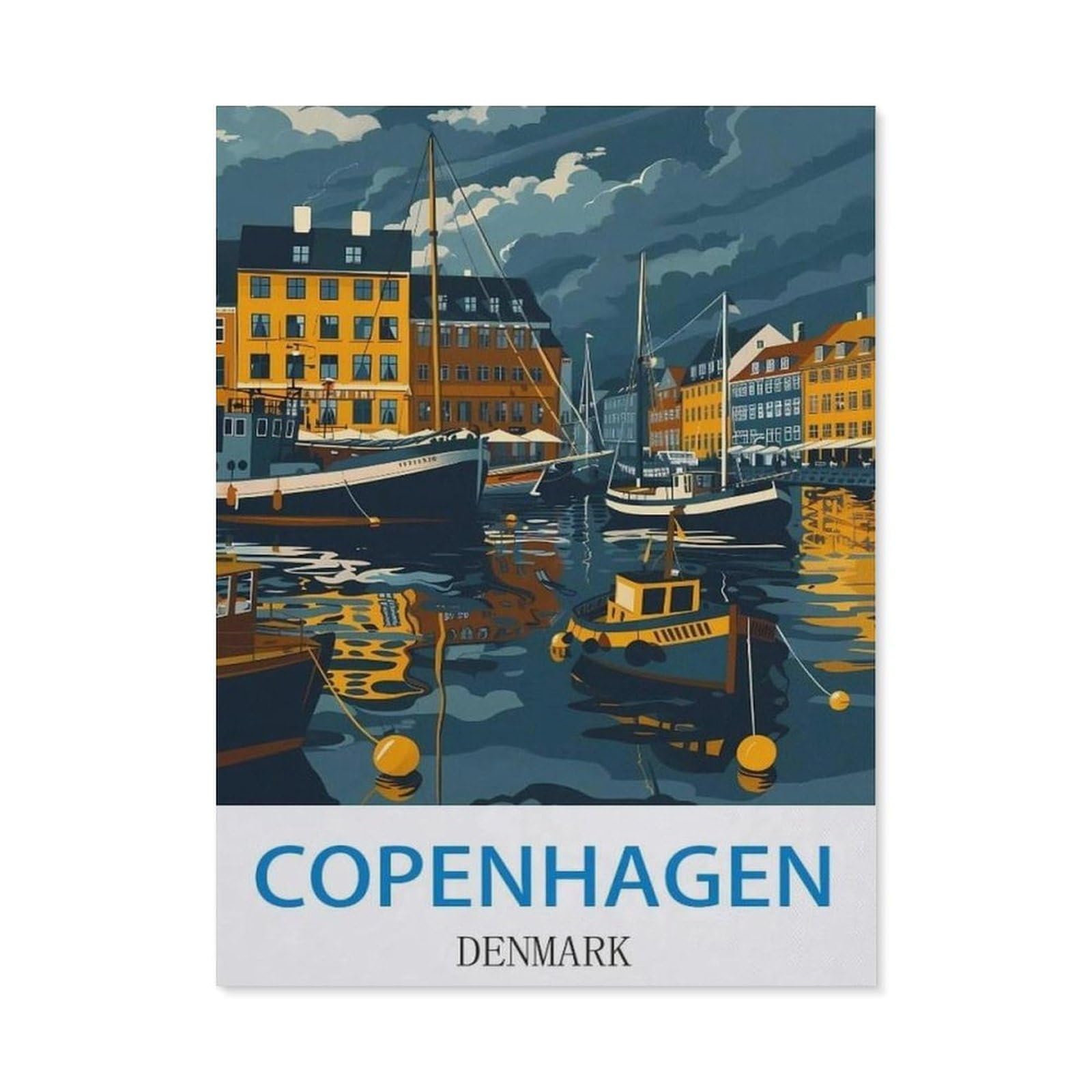 Beayodkp （30 X 40 Cm/11.81 X 15.74 Inches） 5D Diy Diamond Painting Kit，Copenhagen Denmark，Round Resin Diamond Cross Stitch, Home Decoration Gift-Ci13