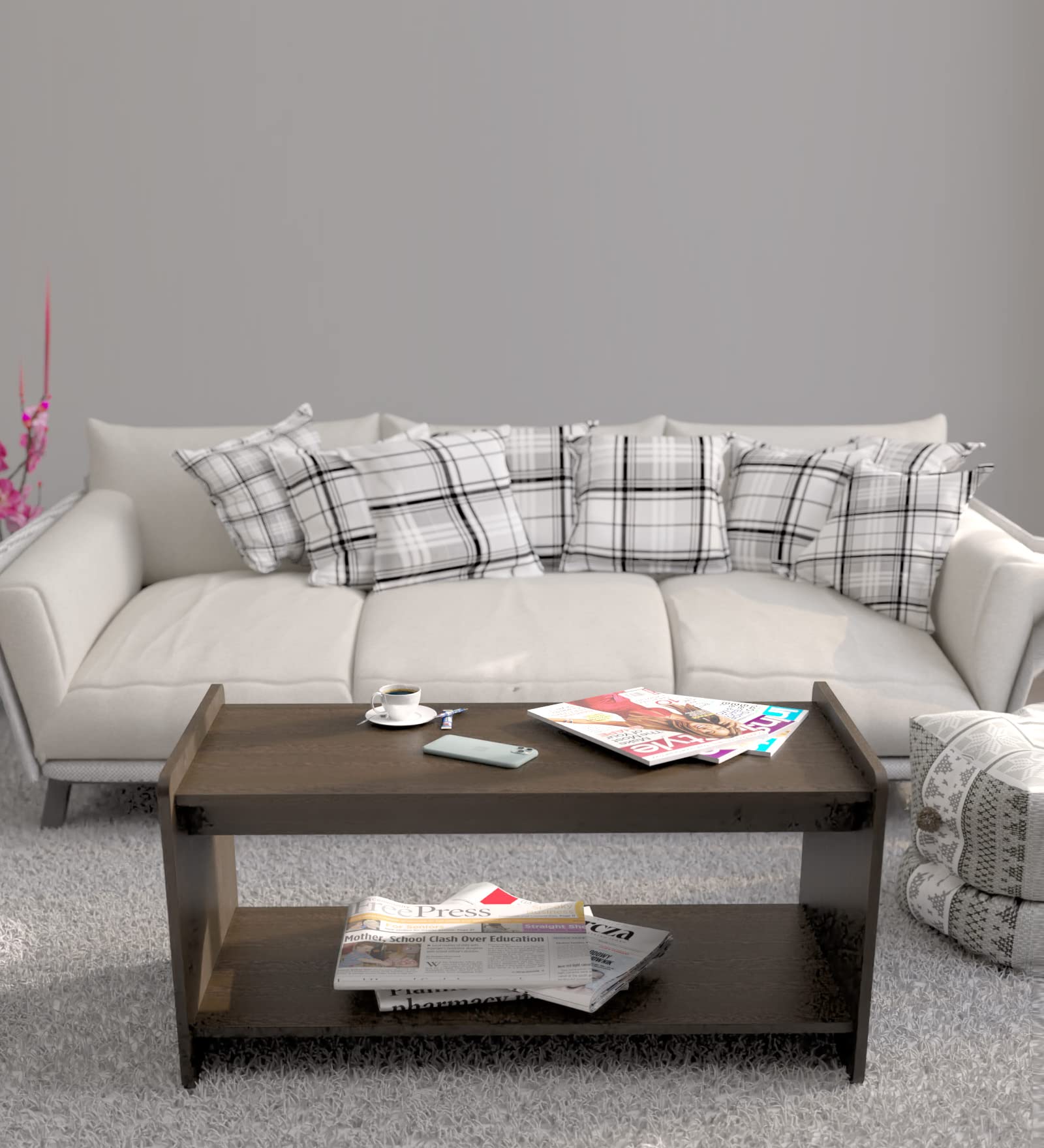 NEUDOT Catimor Engineered Wood Coffee Table | Center Table for Living Room | Tea Table, Center Table with Storage for Drawing Room and Office |Finish Color - Wenge Finish | 1 Year Warranty