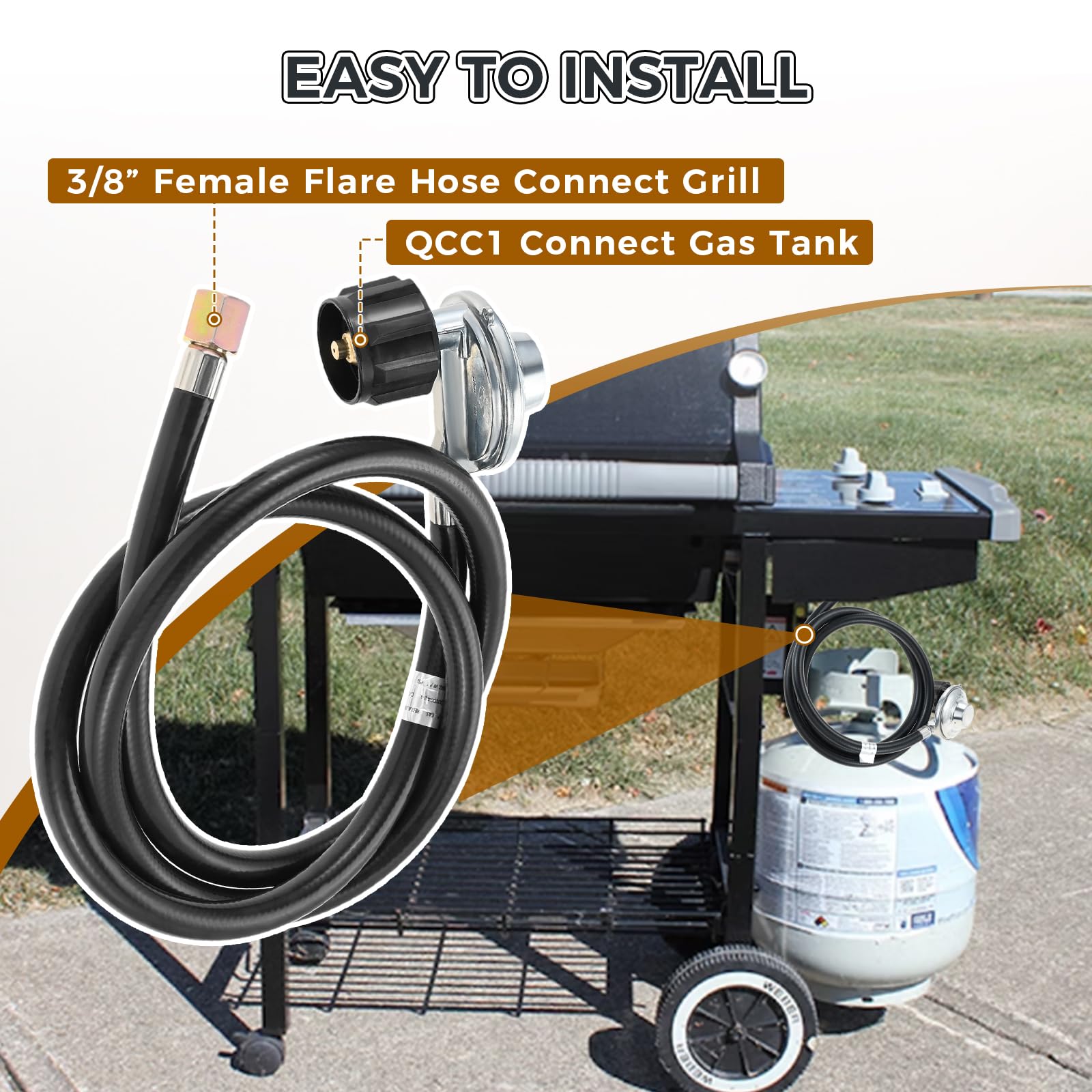 Amazon.com : 5Feet Weber Hose and Propane Regulator kit Replace