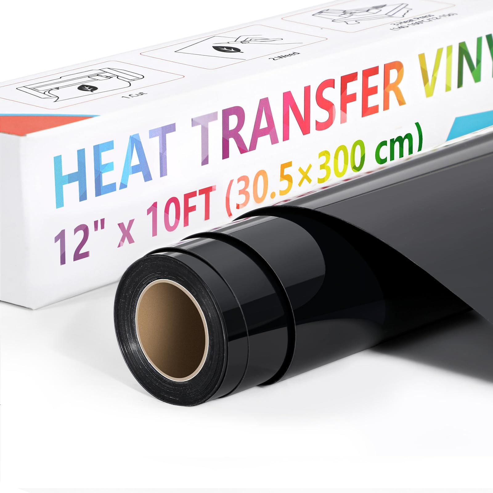 Euqvunn HTV Vinyl, Black, 12" x 10ft