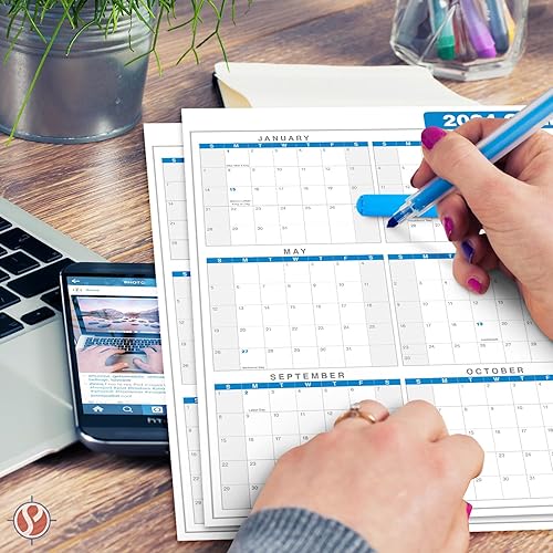 Miniatura 5 de Calendario de escritorio completo 2024, planificador de 12 meses de tamaño grande de 11 x 17 pulgadas, reversible vertical/horizontal de 2 caras,