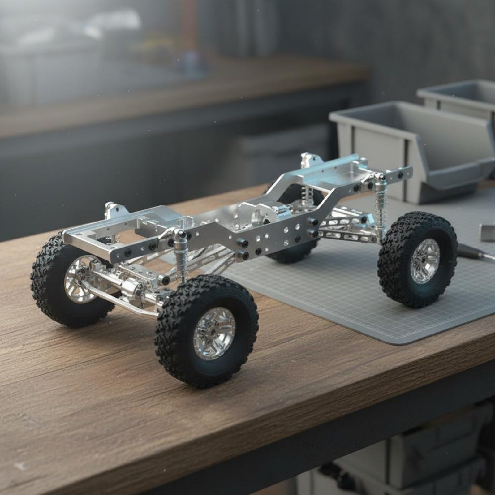 Telaio Auto Elettrica RC Telaio Crawler Telaio Telaio Metallo con Rialzati Ingranaggi in Ghisa E Ammortizzatori Inclusi Adatto per Costruzioni Personalizzate E Percorsi Rocciosi, Rosso