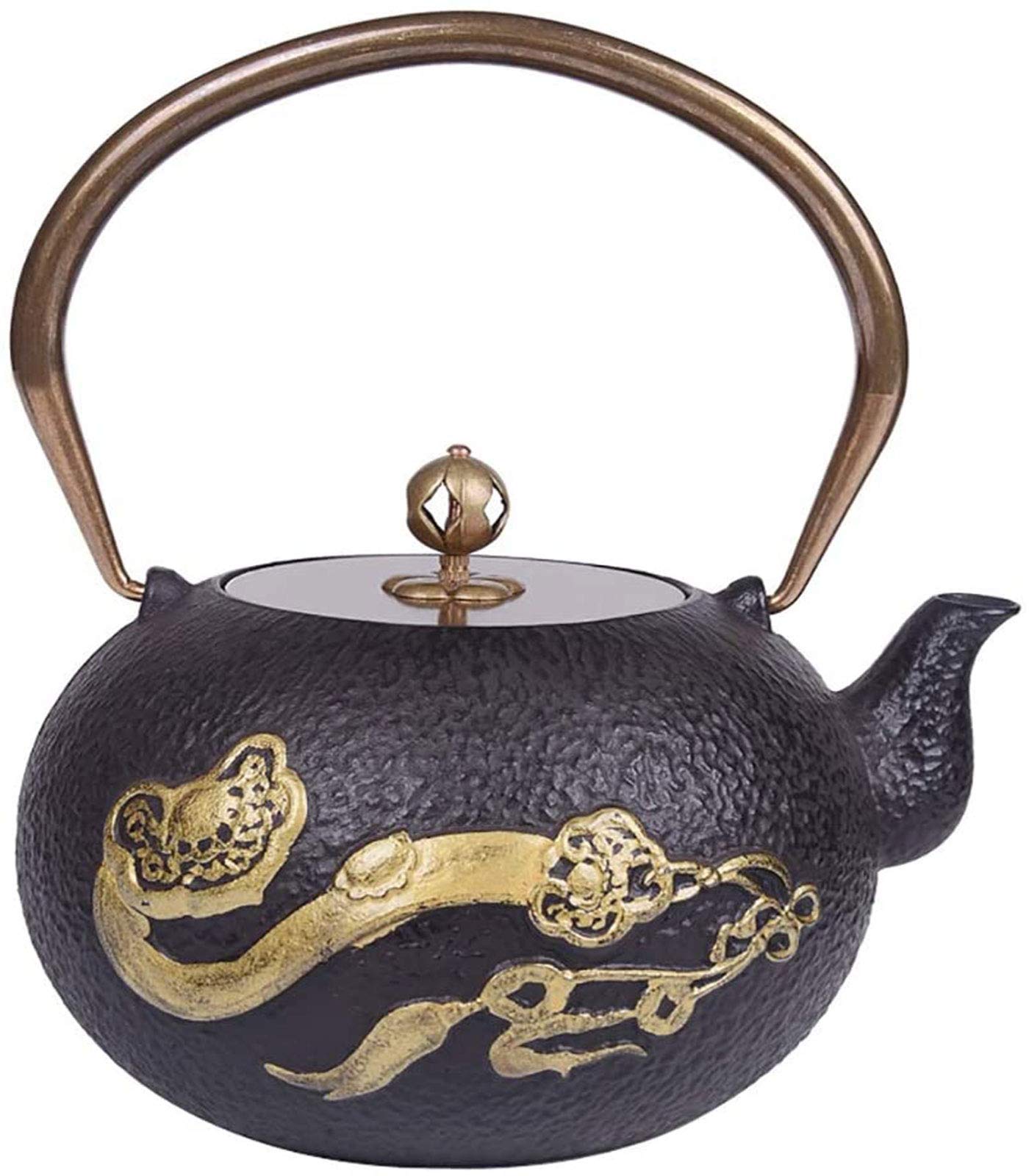 MGEMJMJ Japanese Cast Iron Teapot Tea Kettle Tea Pot,Style Tetsubin Tea Kettle 1.2L | Cast Iron Tea Kettle To Keep Tea Warm | Good Luck Pattern Iron Kettle