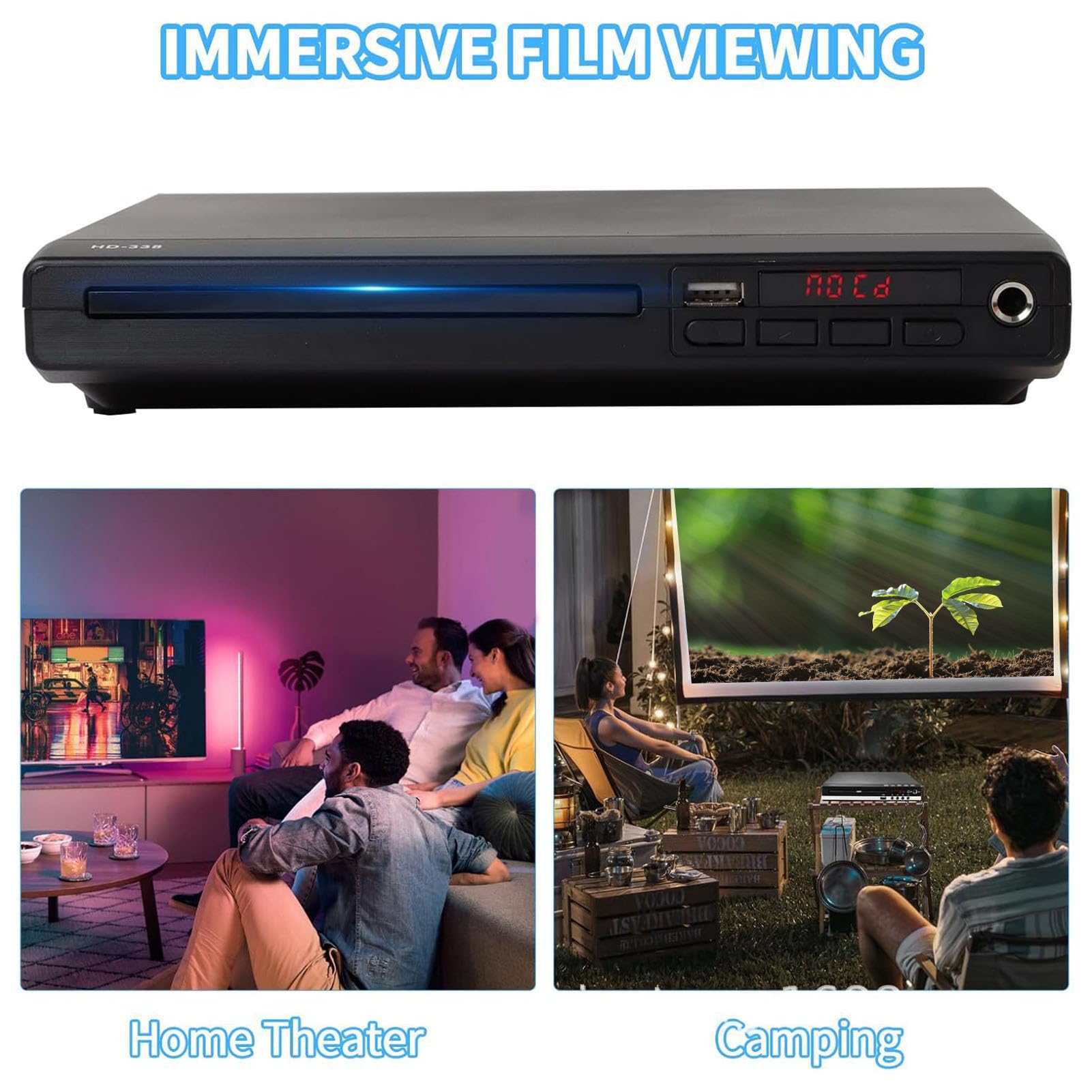GOWENIC Odtwarzacz DVD, jakość Obrazu 1080P HD, Pliki na Pendrive'ie USB, z Pilotem i Mikrofonem, do Telewizora z Wejściem USB 6,5 Mm i Odtwarzaniem Plików MP3 (wtyczka UE)