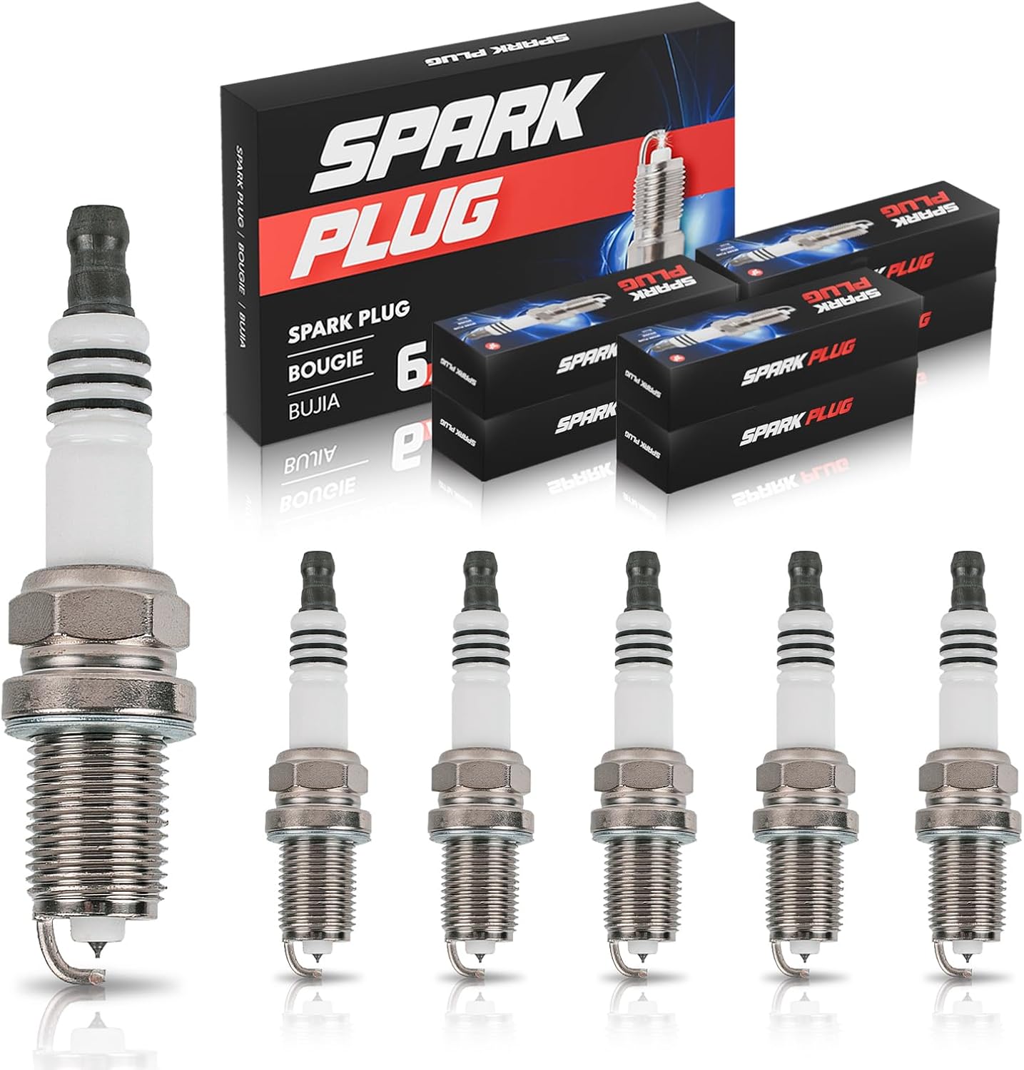 ENA Set of 6 Platinum Spark Plug Compatible with Acura Dodge Honda BMW Mitsubishi Chevrolet EL MDX TL Dakota Civic Fit Eclipse Lancer Raider 4Runner Camry Corolla 1990-2017 Replacement for 4504 PK20TT