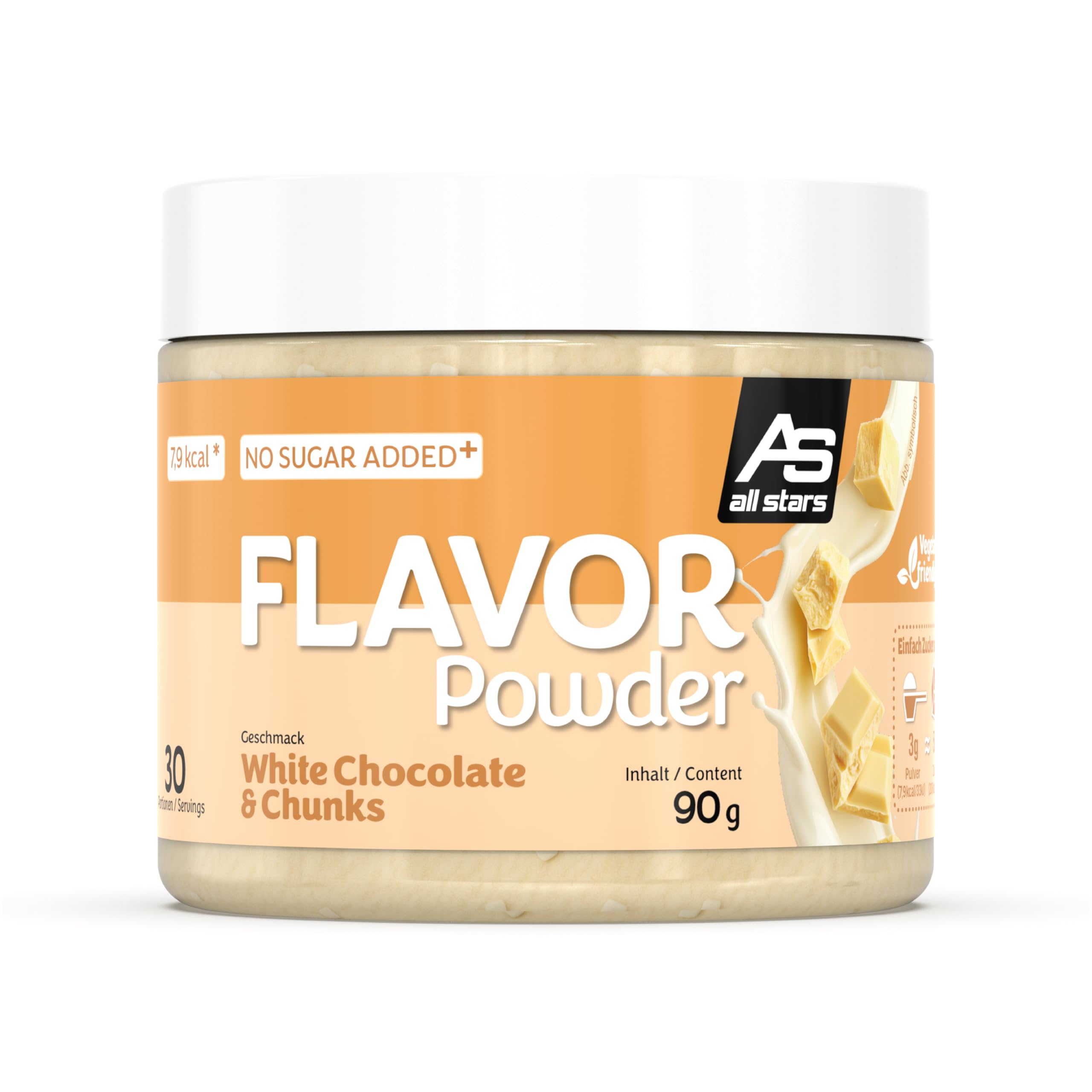 All Stars FLAVOR POWDER White Chocolate & Chunks 1 Dose à 90g I Dein Extra an Geschmack für Speisen und Getränke!