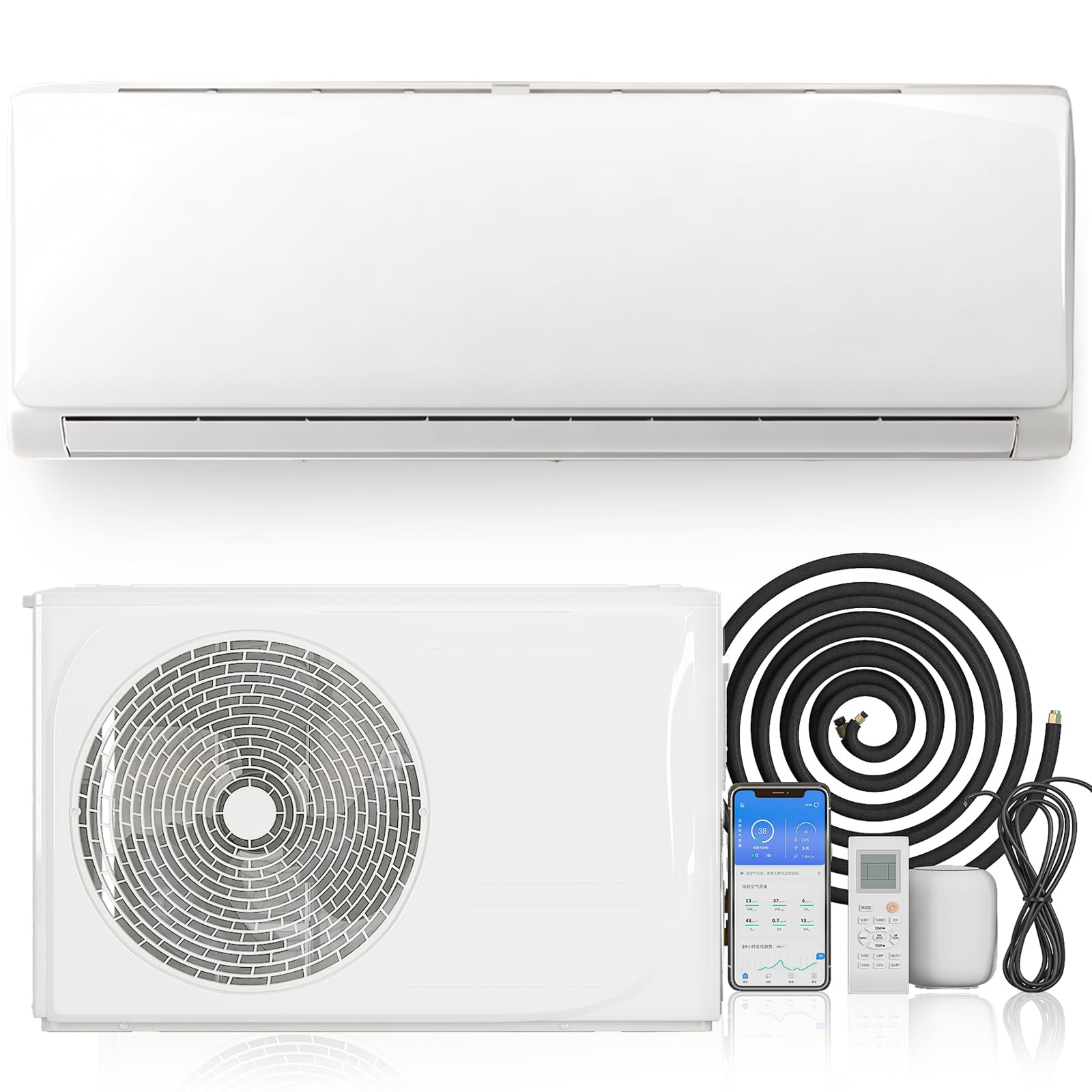 Photo 1 of ***PARTIAL SET*** ***ONLY BOX 1 OF 2*** TABU 24000BTU Mini Split Air Conditioner with Pre-Charged Heat Pump, 21 SEER2 Air Conditioner&Heater, Wall Mounted AC Unit with Inverter, Work with WIFI, 220-230V, Installation Kit included