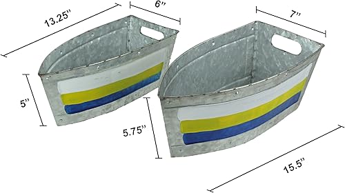 Miniatura 2 de Juego de 2 macetas de metal galvanizado para barcos  Elegantes tinas de flores para interior y exterior  Abalorio marinero  Decoración náutica para