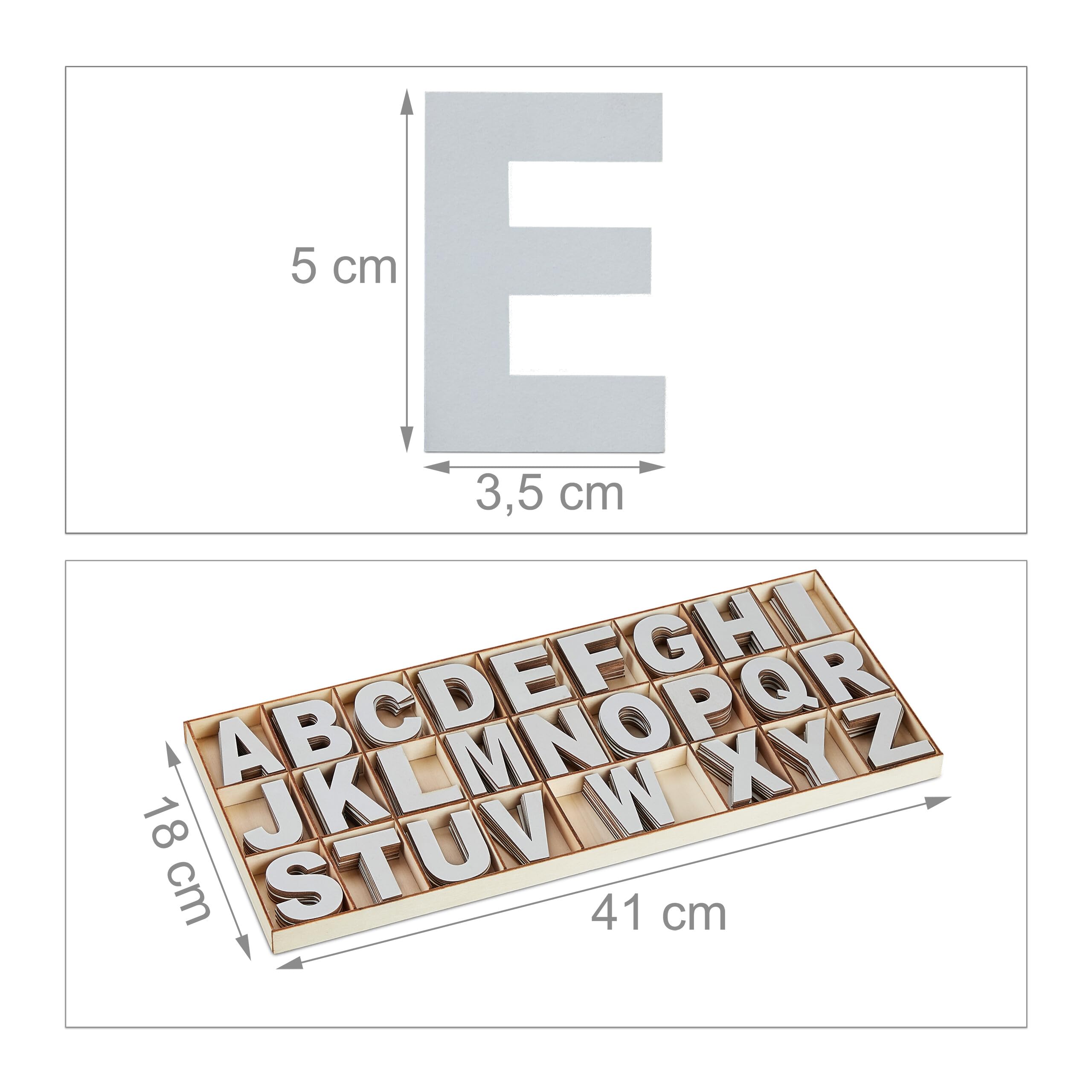 Set 208 Lettere In Legno Maiuscole - Per Fai Da Te, Lavoretti, Decorazioni, Apprendimento, Colore Grigio