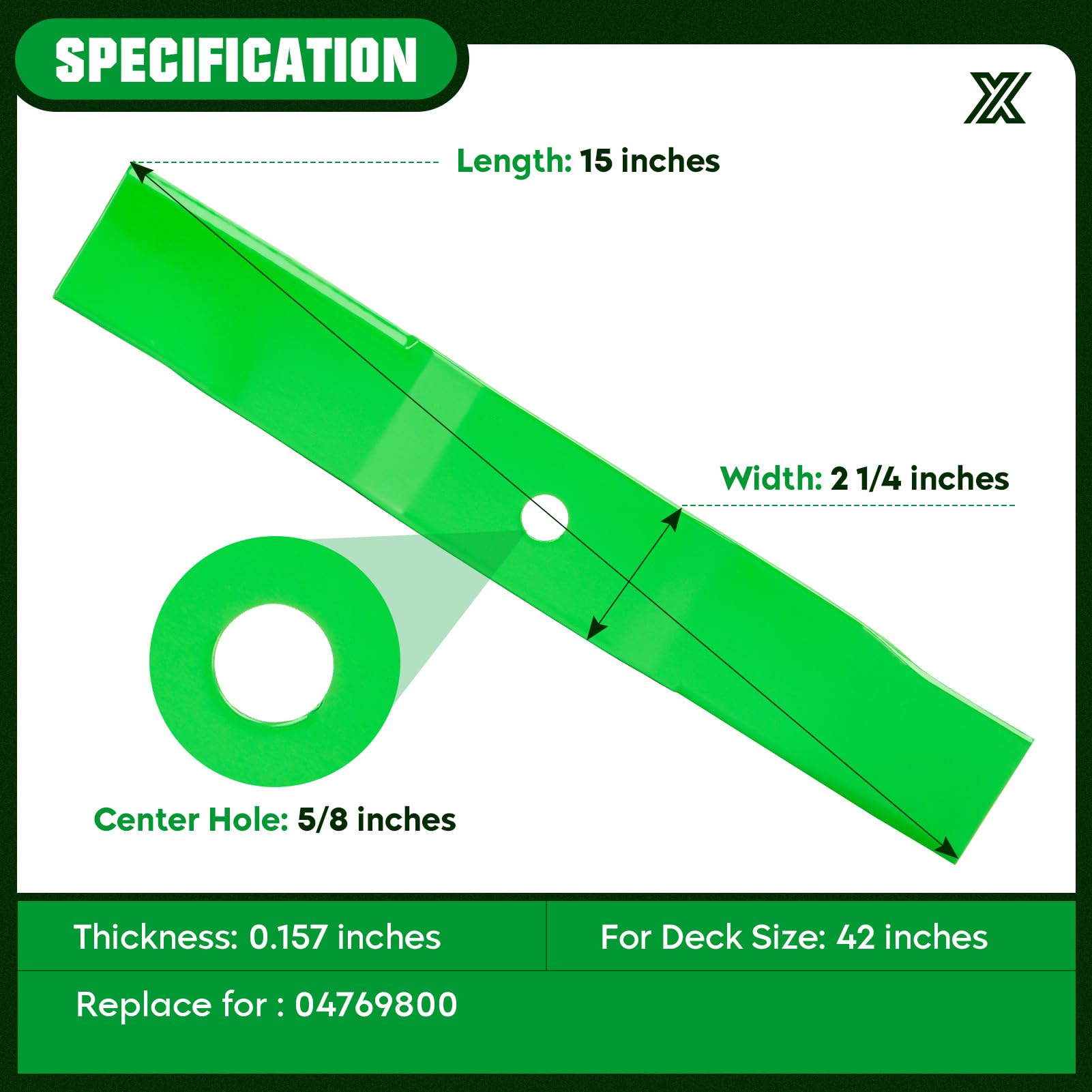 Youxmoto Juego de 3 cuchillas de cortacésped 04769800 para cubiertas Ariens de 42 pulgadas Ikon-X Ikon-XL 42CE cortacésped de giro cero