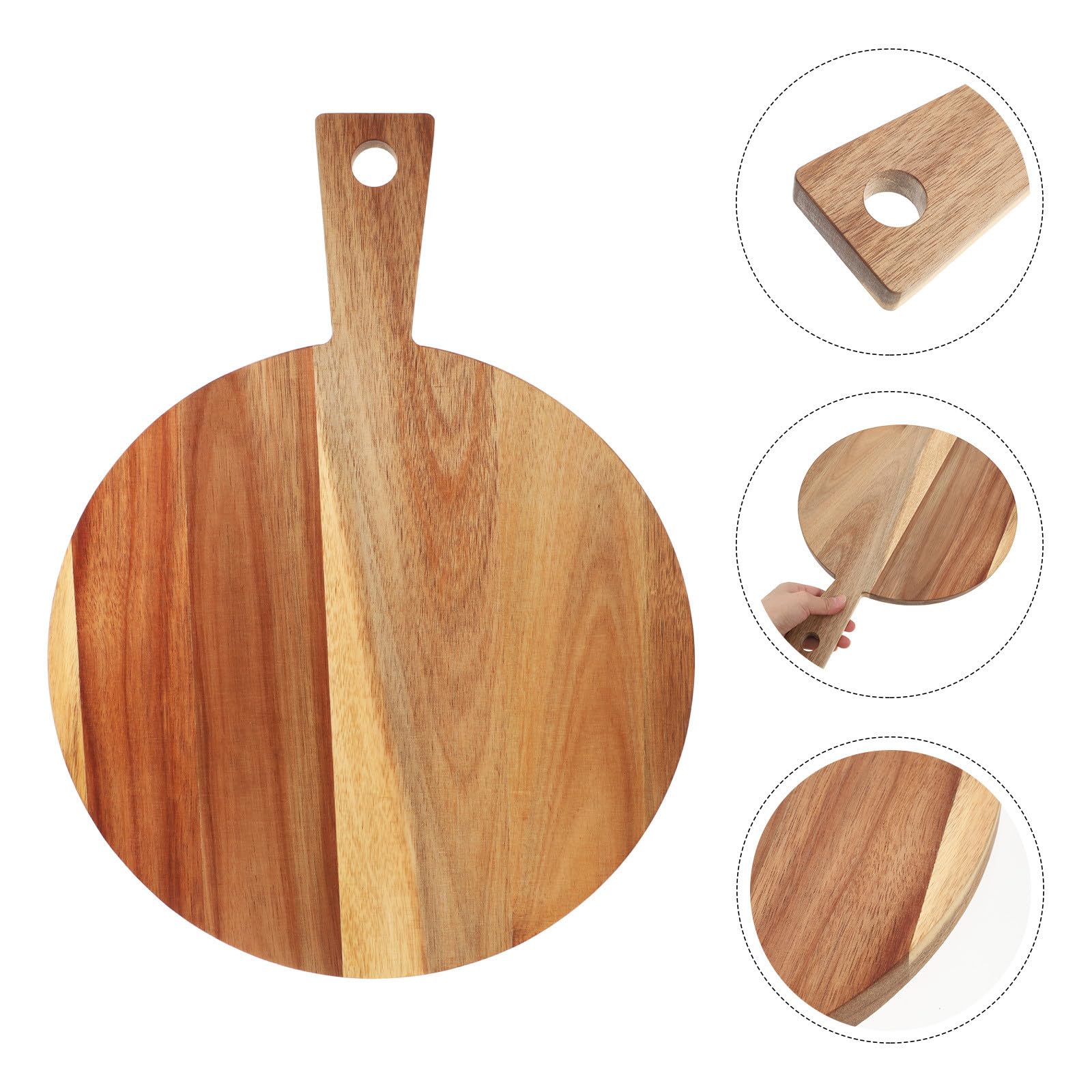 CRAFTHROU Tagliere Facile da Pulire Rotondo con Manico in Legno Resistente alle Crepe per, Formaggio e Domestica