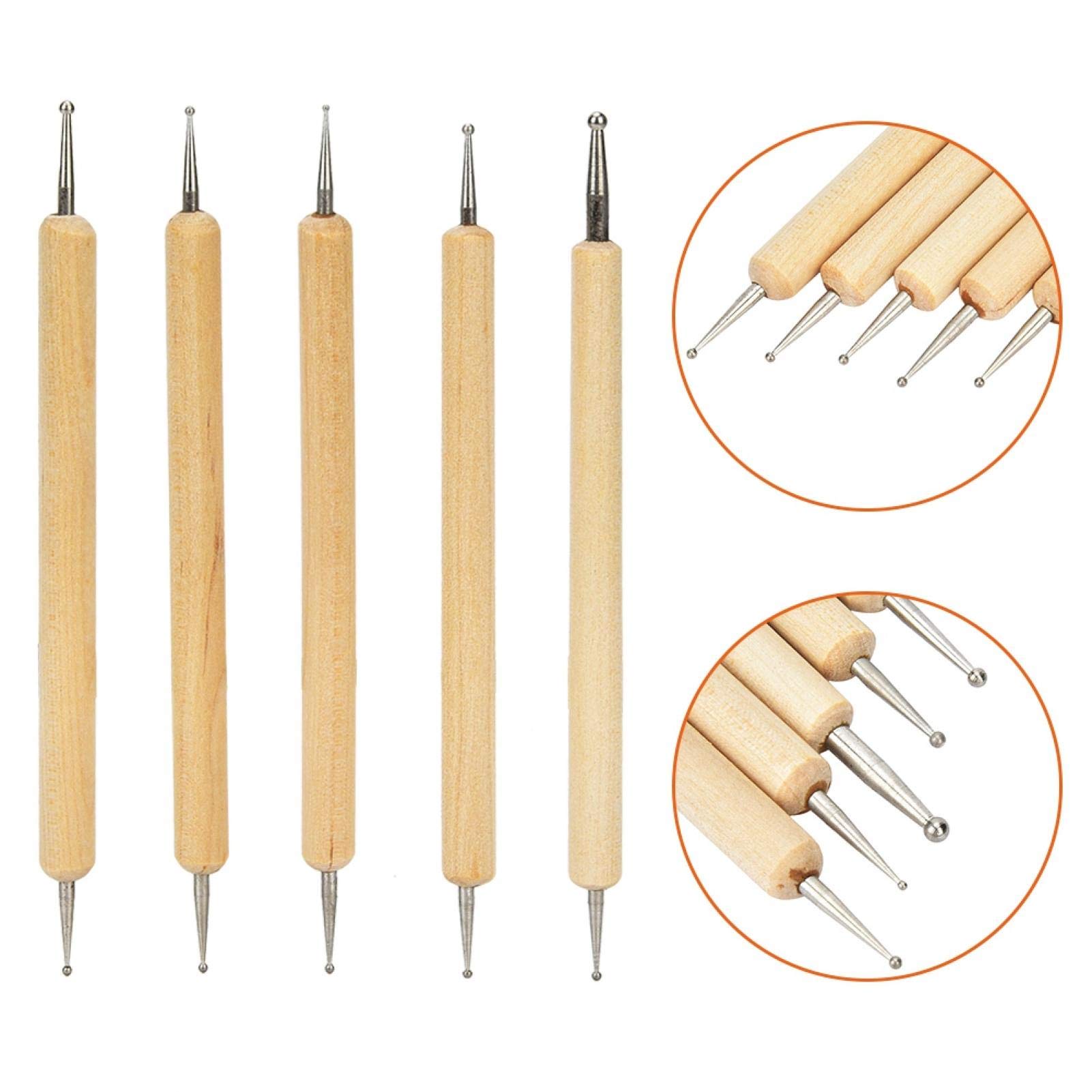 Leder Bastelwerkzeug DIY handgefertigte Leder Bastelschnitzerei Stylus Werkzeug Löffel Doppelkopf Punkt Bohrstift Kit Set