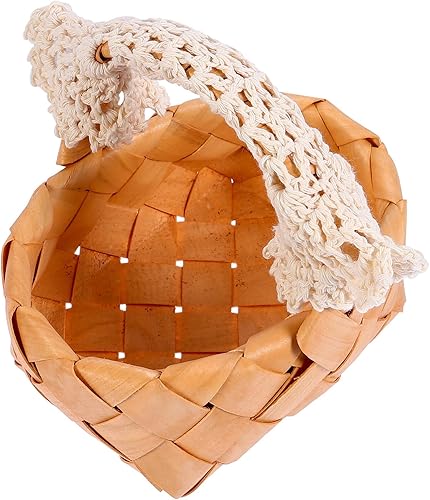 DOITOOL Small Flower Basket Seagrass Basket Wooden Woven Storage Basket with Handles Handmade Wedding Flower Girl Baskets Wicker Laundry Basket