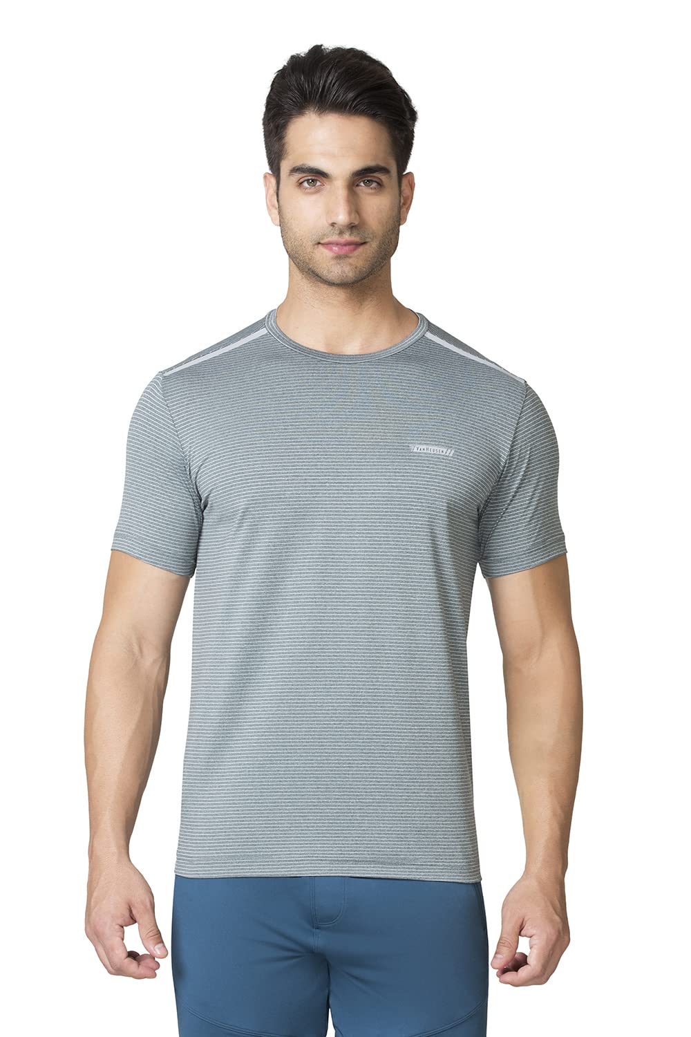 Van Heusen Men Performance Regular Fit T-Shirt - Polyester Spandex - Swift Dry, Crew Neck, Mesh Ventilation