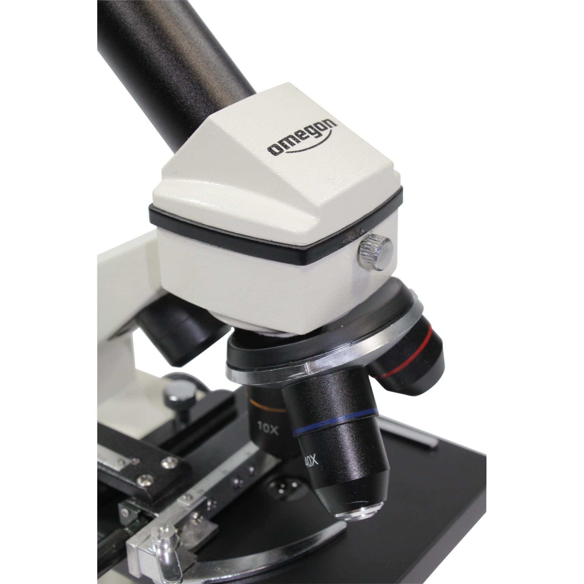 Omegon Mikroskop MonoView, MicroStar, achromat, 1280x, LED | Präzise Mikroskopie mit LED-Beleuchtung | Für Schule und Hobby | Inklusive umfangreichem Zubehör & PC Okular | Einfache Handhabung