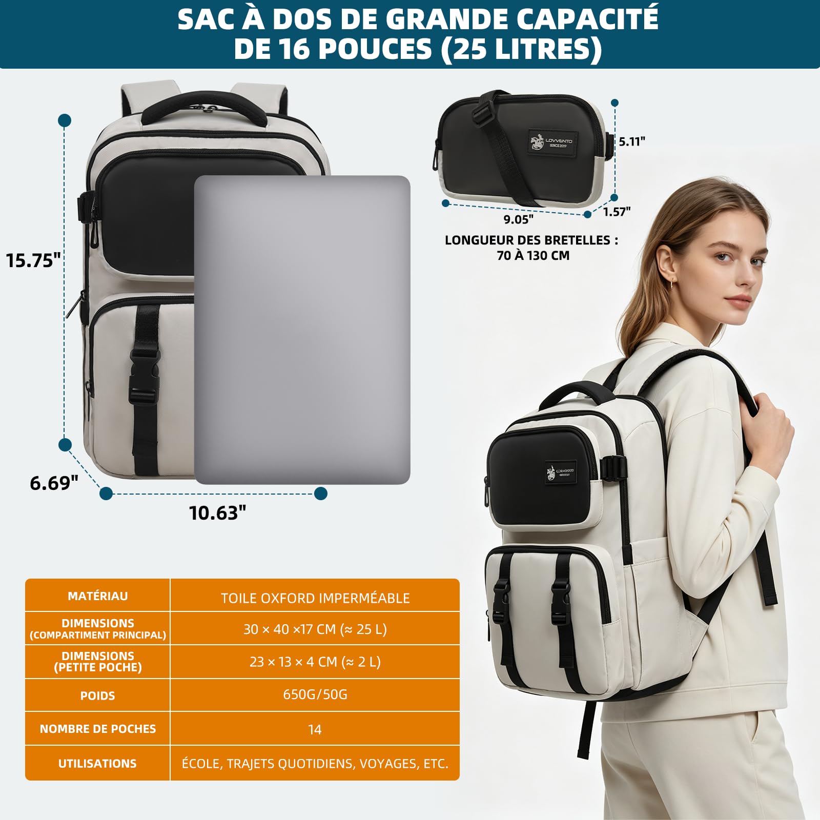Sac à dos Isotherme, sac à dos Isotherme étanche et anti-fuites pour Hommes et Femmes, idéal pour la Plage, les Pique-niques, le Camping, les Voyages et la Pêche