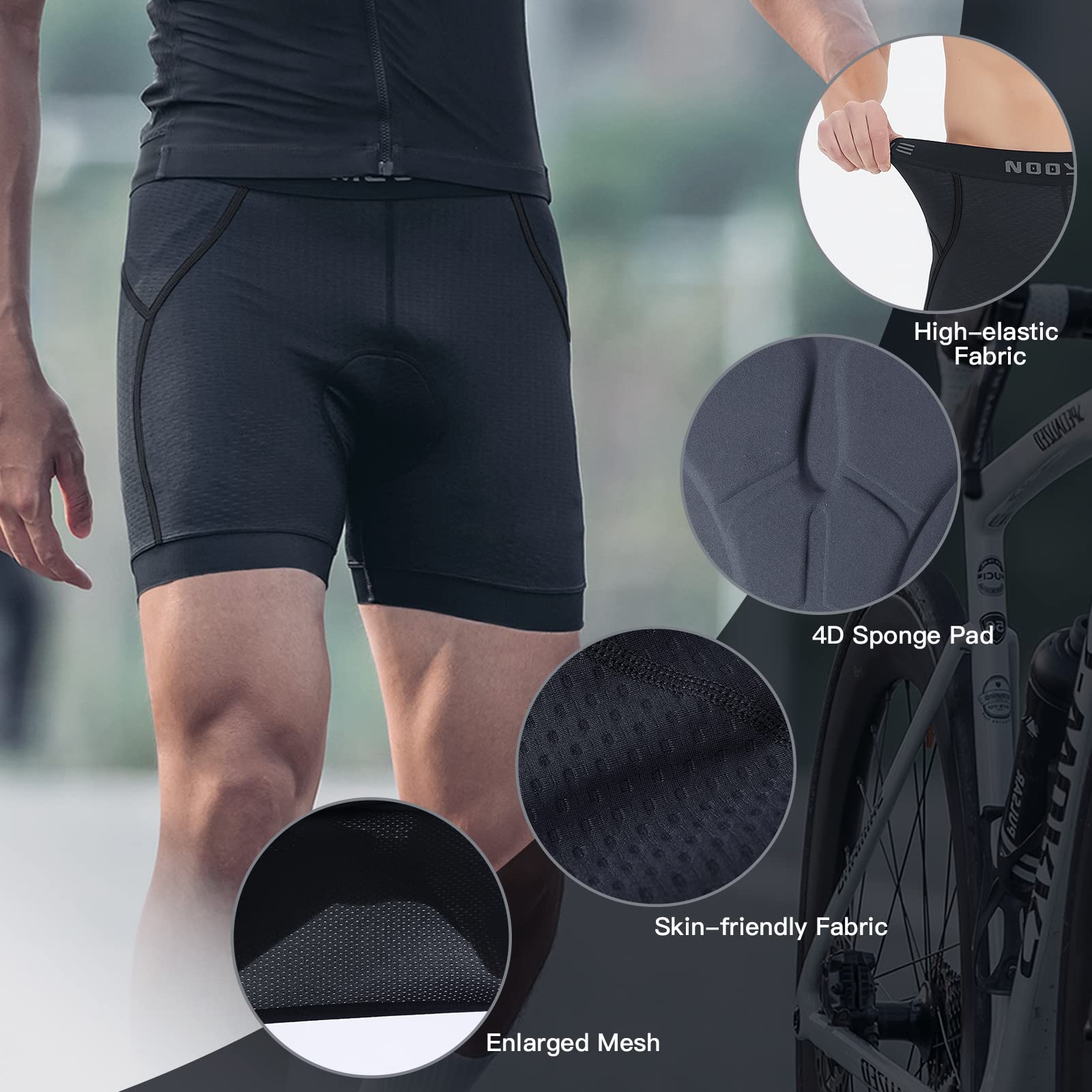 NOOYME Shorts de Ciclismo para Hombre Calzoncillos de Ciclismo para Hombre con Almohadilla para el Asiento