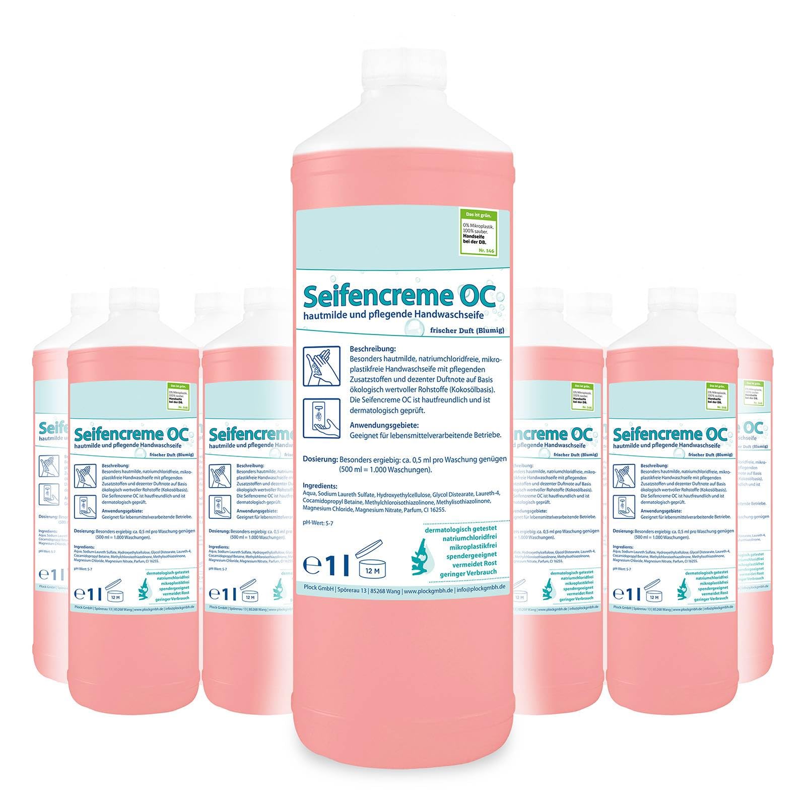 Hypafol cremige Flüssigseife |12 x 1 Liter | rosa, milde Cremeseife | Hautverträgliche Flüssigseife | mit hautschonenden Tensiden | dermatologisch geprüfte Handwaschseife