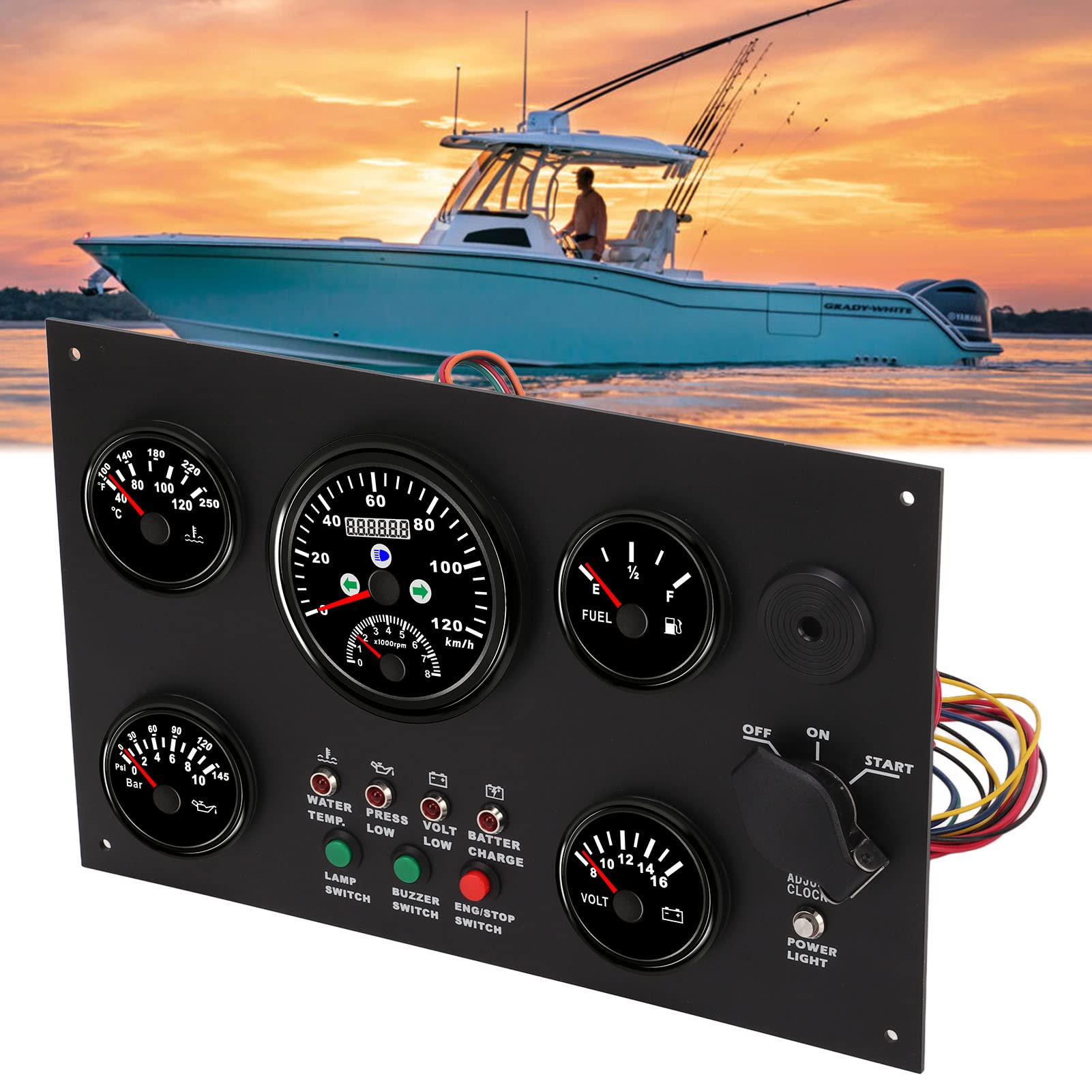 Tableau De Bord Multifonction Bateau 4000 Tr/min Avec Alarme - 24V Pour Yachts Et Véhicules
