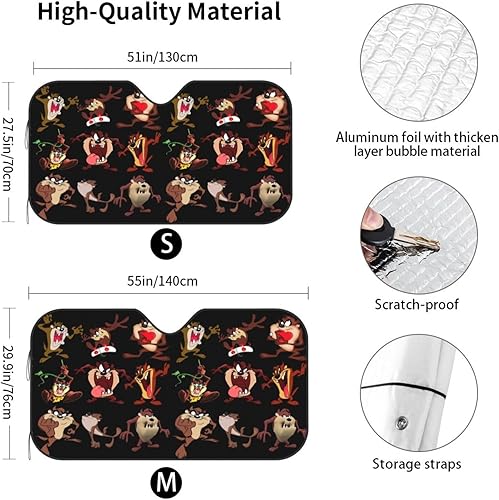 Miniatura 3 de Tasmanian - Parasol frontal para parabrisas de automóvil, diseño de dibujos animados, Diablo Taz, bloquea los rayos UV, visera solar, protector de