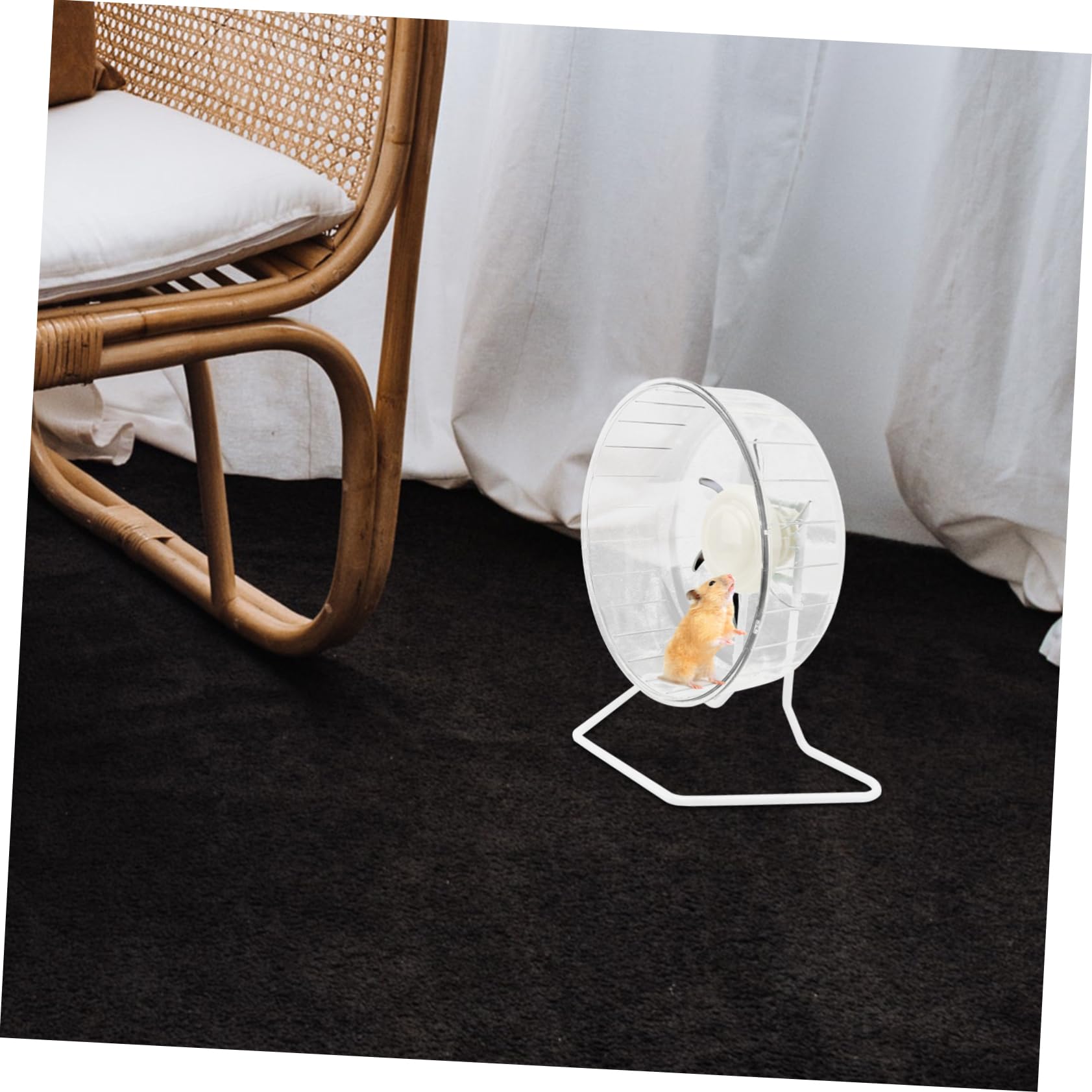 Ruota Silenziosa per Criceti Super Silenziosa Bianca | Plastica e Ferro, Forma a Ruota, per Piccoli Animali e Mouse, Accessorio da Esercizio Compatto