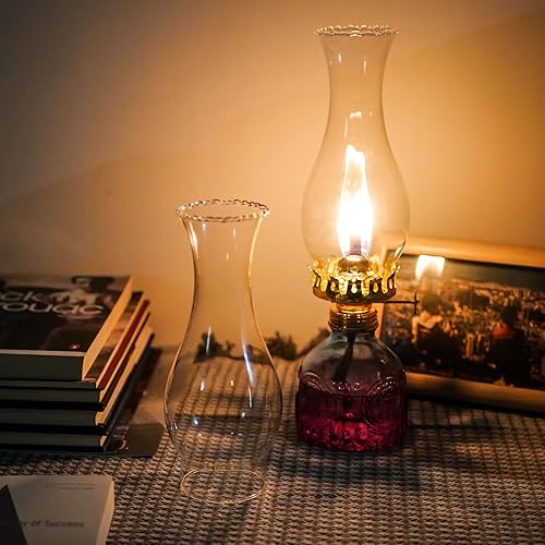 Miniatura 6 de Lámpara de aceite pequeña de repuesto para chimenea, base de 2 1/8 pulgadas por 7 1/8 pulgadas de alto, cristal transparente, parte superior