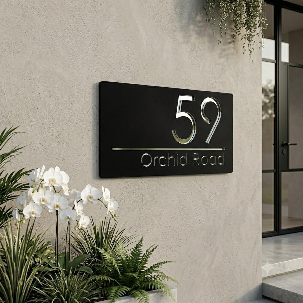 Name Plates for Home Entrance Outdoor | Water Weather Proof Matt Black Acrylic 30x15cm 3D Letters- Golden Letters, Ideal for Home, Office and Outdoor Entrances — Amazon image 18