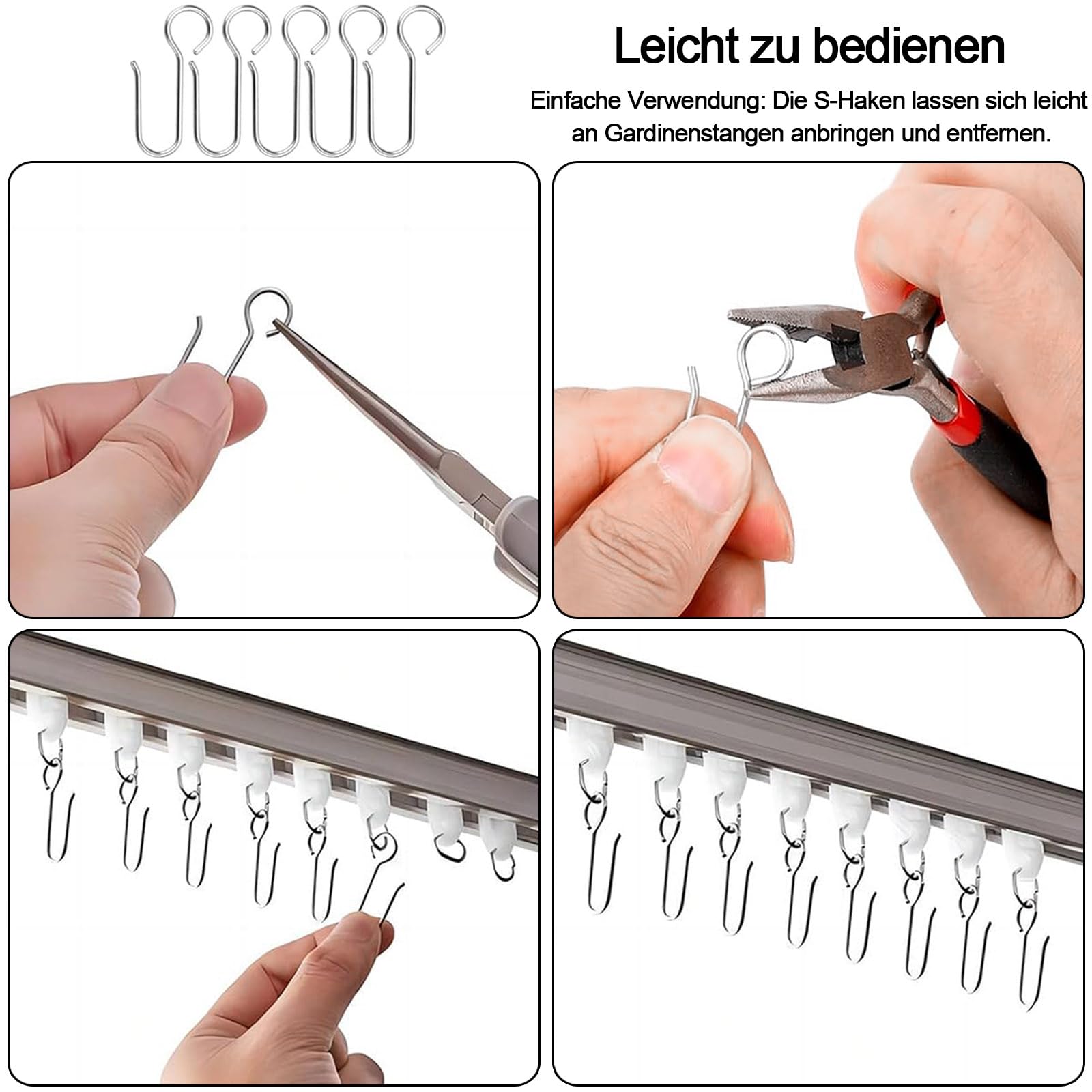 Set 100 Ganci Per Tende - 50 Metallici E 50 In Plastica, Per Binari E Tende Scorrevoli, Facili Da Installare - Foto 13