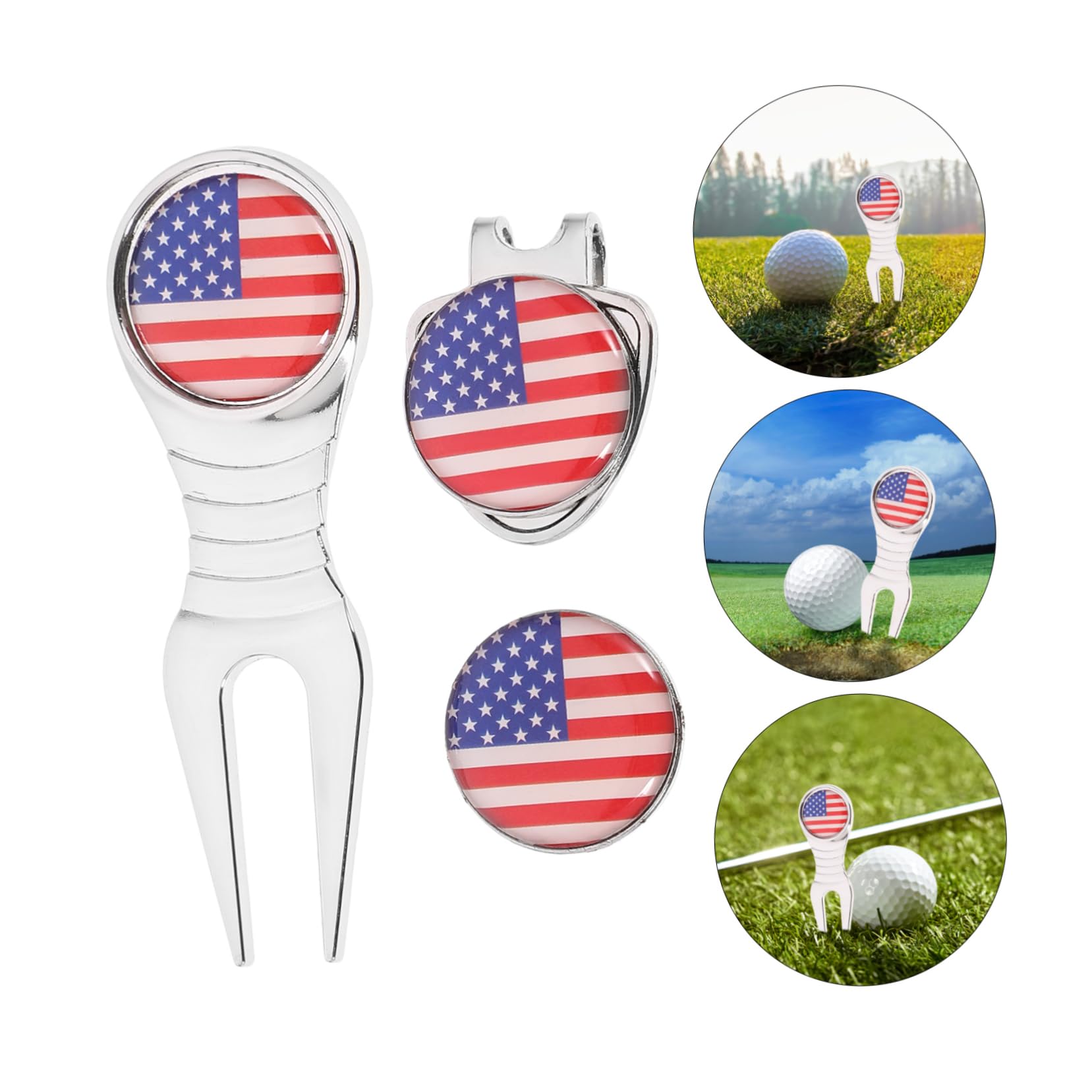 Toyvian Hochwertiges Teiliges Set Tragbarer Golf Divot Tool mit Ballmarker Zubehör für Golfer für Pflege Golfplatzes und Einfach zu Transportieren