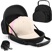 Vista 7 de Funda rígida para gorra de béisbol, funda de viaje con correa ajustable para el hombro, funda para 12 gorras de béisbol, perfecta para viajes y Negro