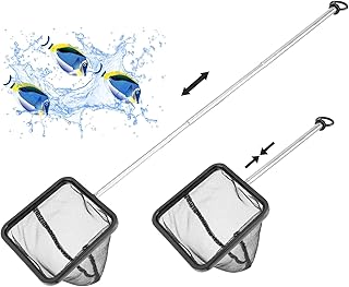 Mogoko Fish Net Aquarium Net, Aquarium Fish Net, Fine Mesh Telescopic Aquarium Fish Net with 5.5"-16.3" Long Extendable Long Handle for Fish Tank