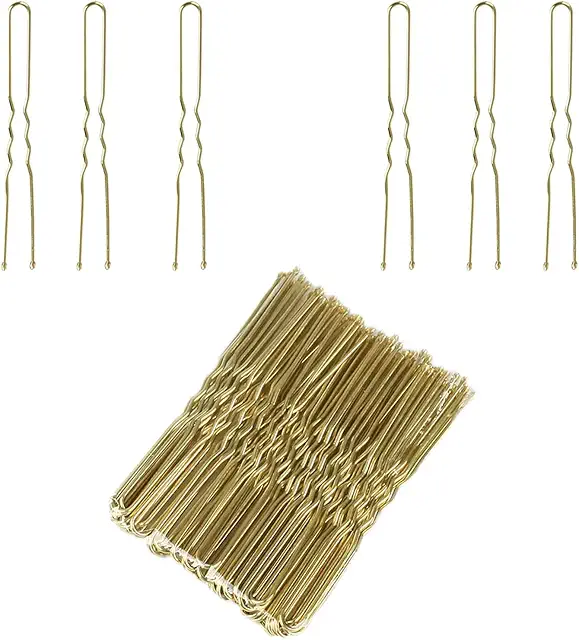 Épingles à cheveux U dorées - Lot de 50 pour coiffures chignons durables