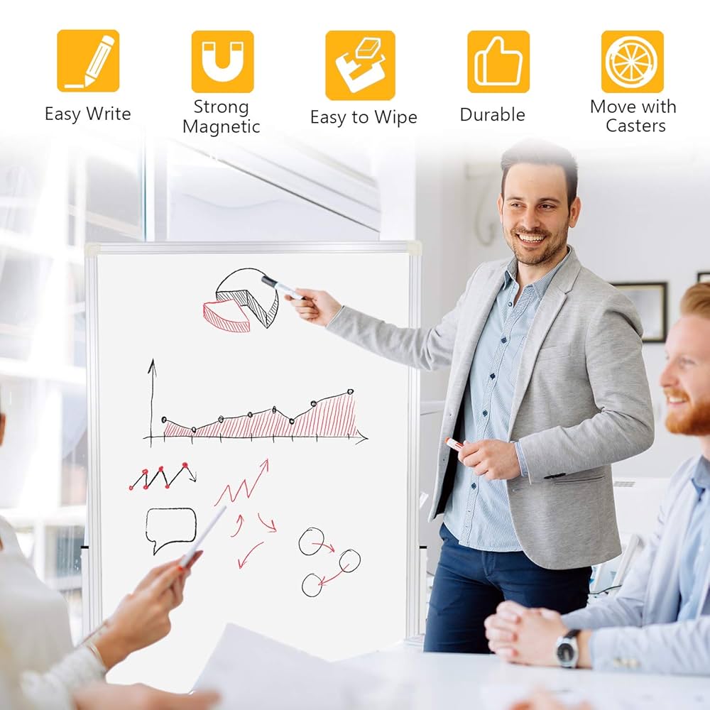 スタンド式ホワイトボード 移動可能 日本製 移動式ホワイトボード（黒板）（キャスター脚付き）900