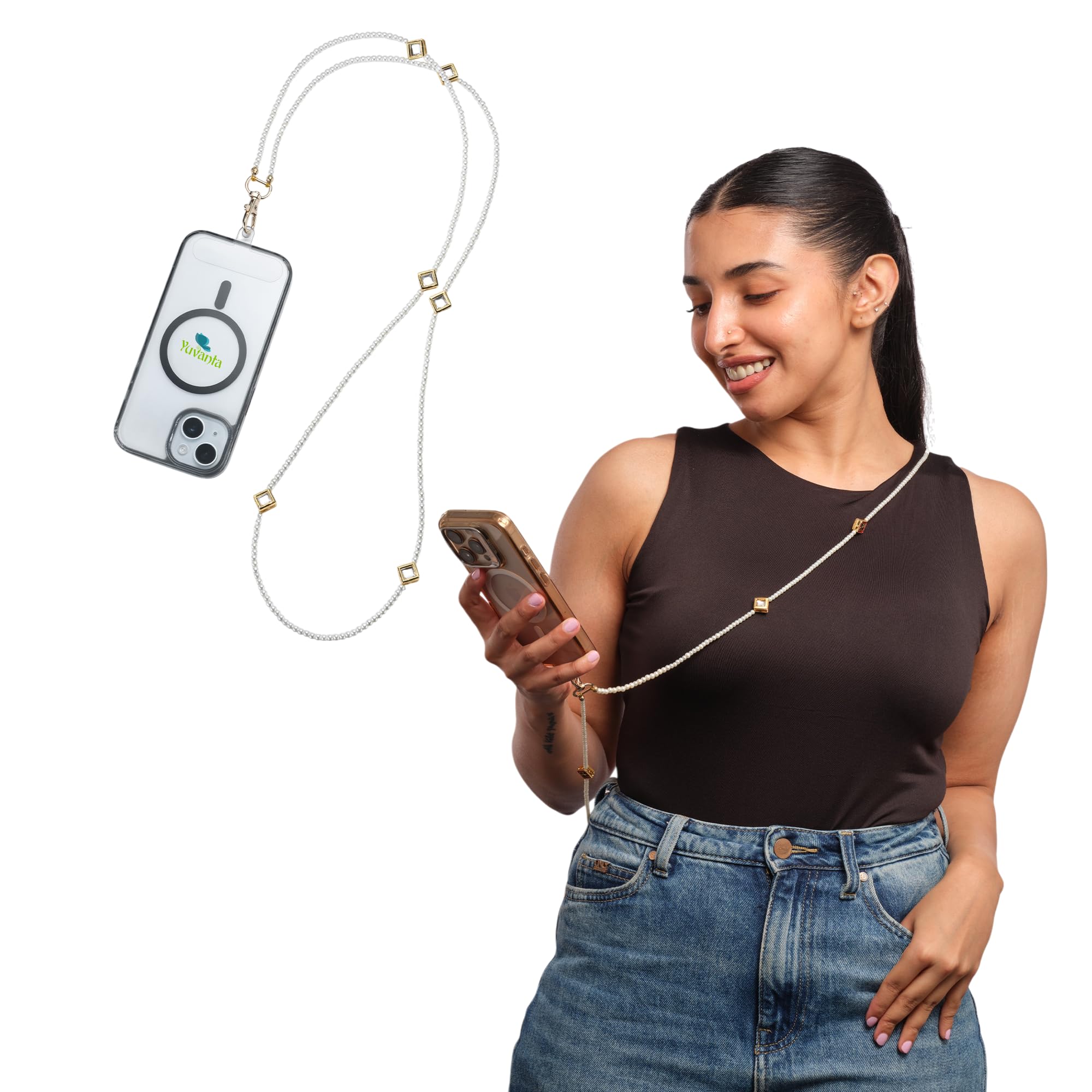 Yuvanta Mobile Lanyard – 47" Crossbody Beaded Phone Strap with Acrylic Tab, Durable Hands-Free Mobile Chain for Women, Girls & Teens, Fits Any Phone Case, Stylish Travel-picture-14