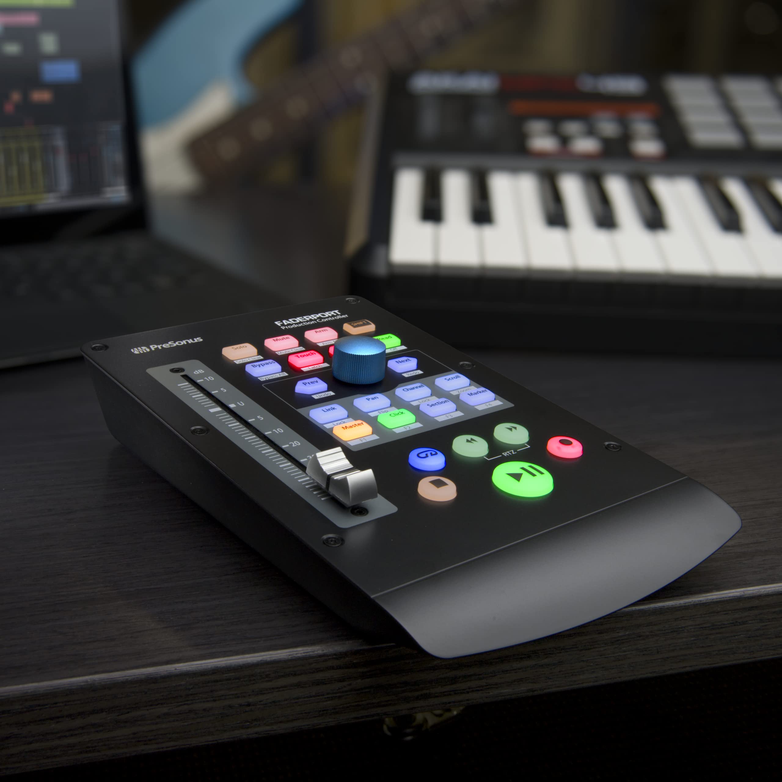 PreSonus FaderPort, Contrôleur de Mixage DAW pour Production Musicale avec Studio One Artist, Ableton Live Lite, Bundle de Logiciels pour Enregistrement, Diffusion et Podcasting