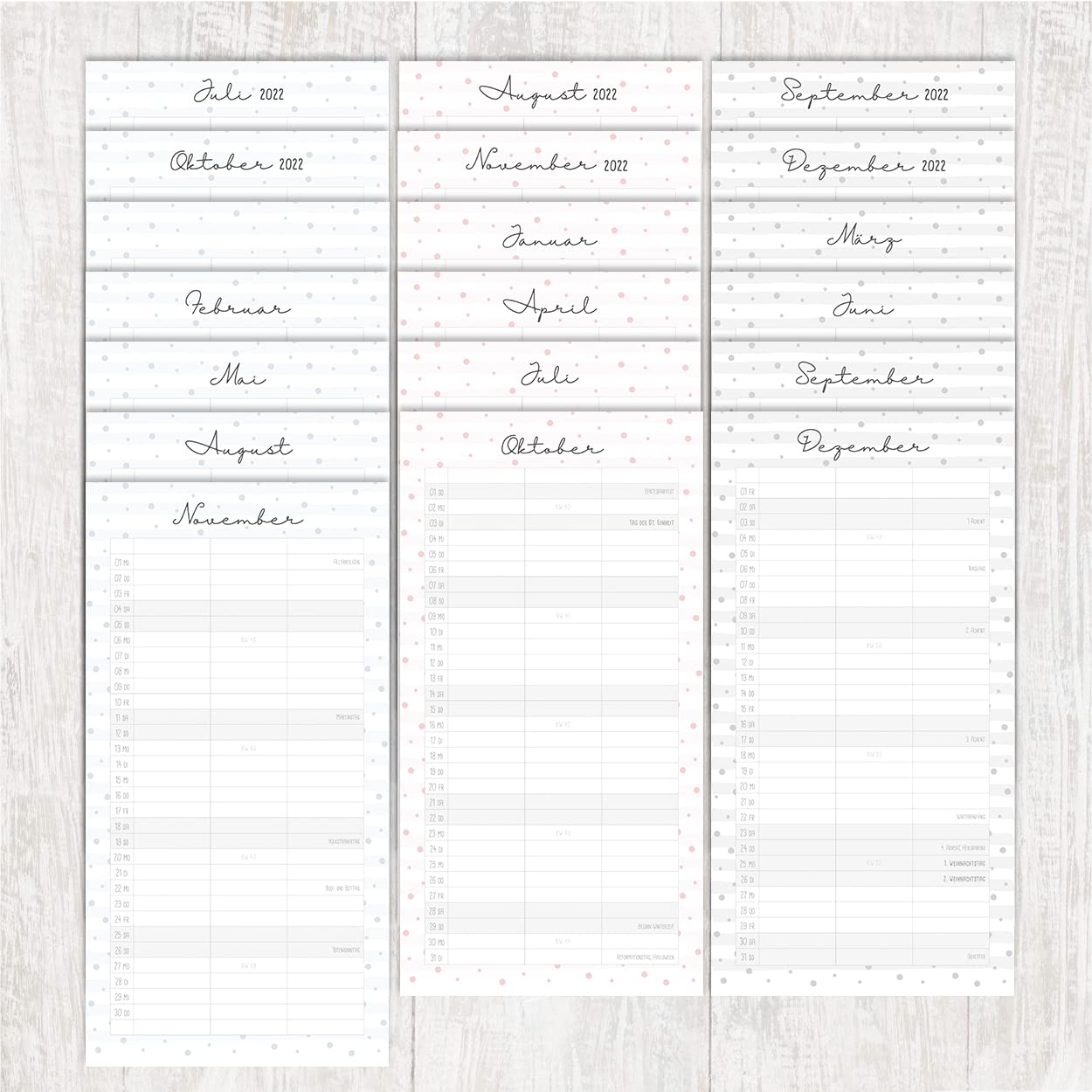 Grätz Verlag Planner per due 2023, foglia d'oro, pronto all'uso, incl. Nov & Dec I, con panoramica annuale e pianificazione delle vacanze, per coppie o piccole famiglie.