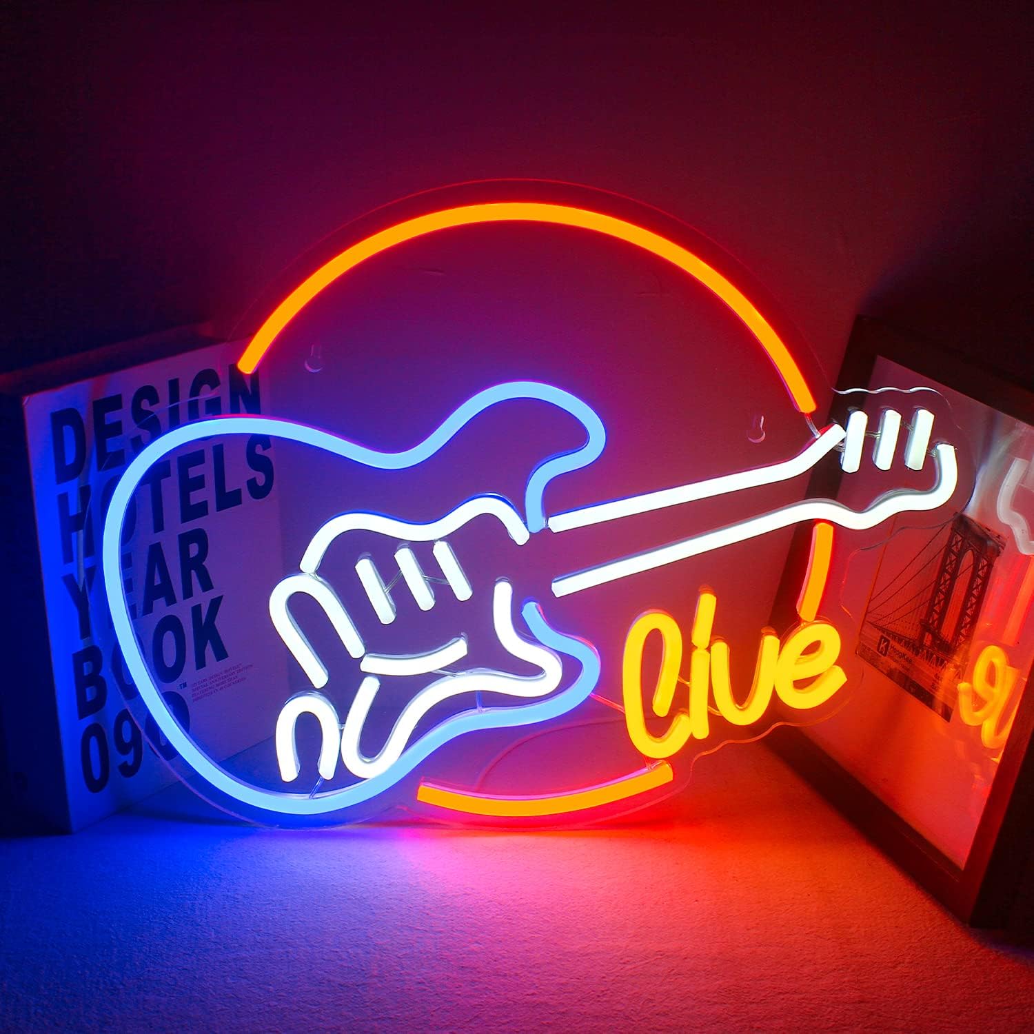 Wanxing Live Music Neon Signs Guitar Shape LED Signs Game Art LED