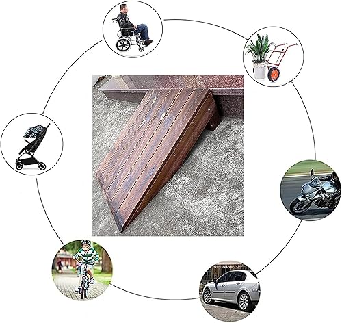 Miniatura 5 de Wooden Threshold Ramp for Doorways, Rise Portable Non Slip Curb Ramps Entrance Ramps for WheelchairsStepsDrivewayIndoor Outdoor Non Slip Door