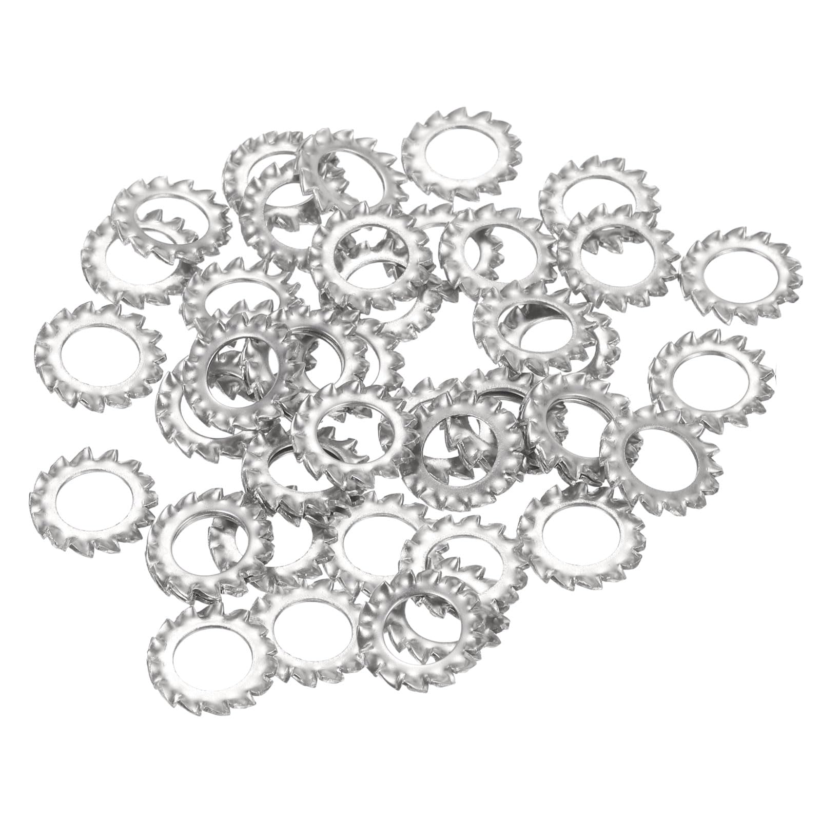 sourcing map 50 Pcs 304 Stainless Steel External Tooth Lock Washers, M8 Star Locking Washer Serrated Washer for Screw Bolt Mechanical Equipment Fasteners, Silver