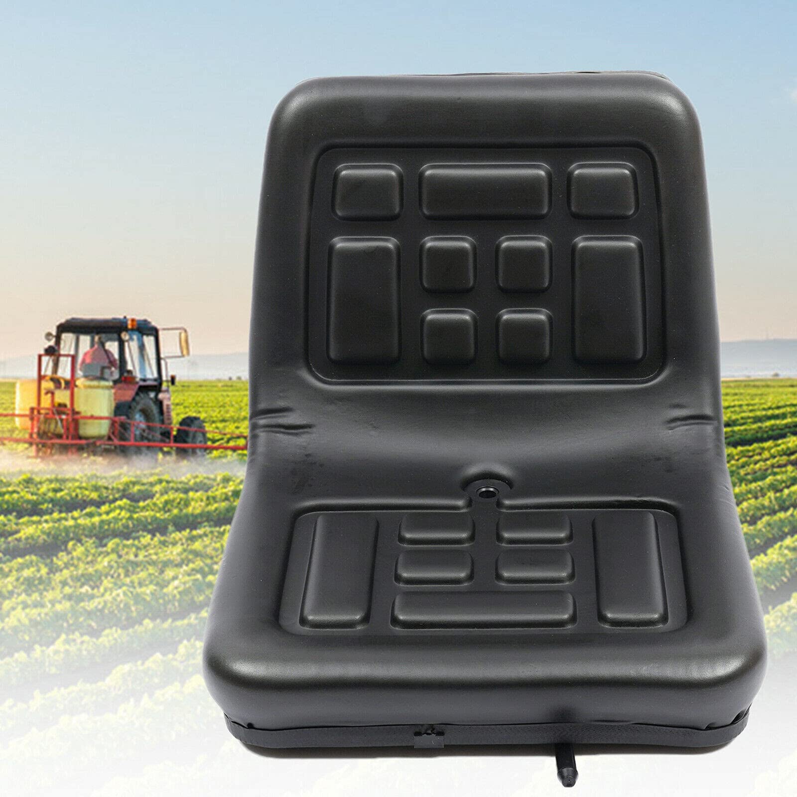 Asiento Negro Resistente Al Agua Para Tractor, Carretilla Elevadora, Asiento Para Cortacésped, Asiento De Carretilla Para Tractor, Seat, Marco De Acero, Acolchado De Pvc,con Un Orificio De Drenaje