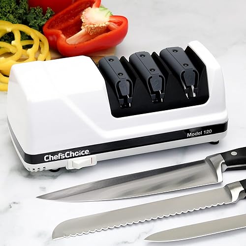 Miniatura 4 de Chefs Choice afilador de cuchillos profesional de 3 capas afilador de 120 diamantes ninguno  Blanco