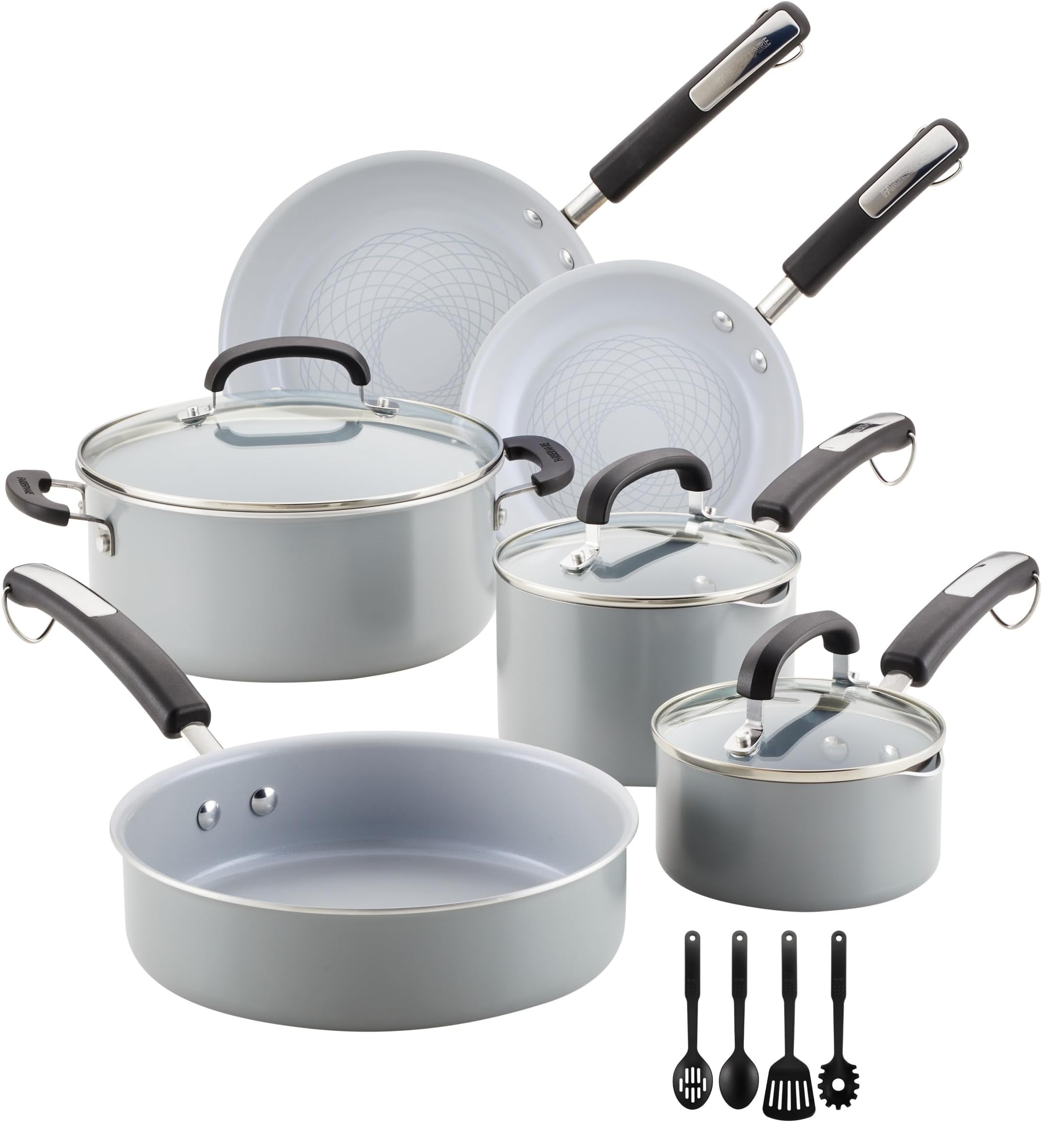 Farberware EcoAdvantage Ceramic Nonstick Cookware/Pots and Pans Set, 13 Piece - Gray