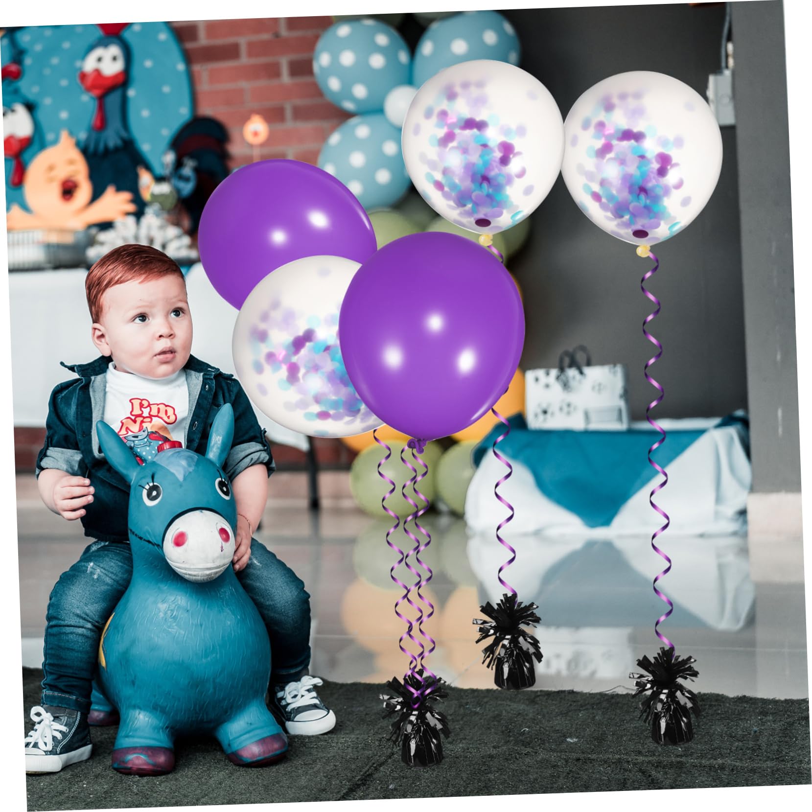 ABOOFAN Pesi per Palloncini 8 Pezzi, in Pet Nero, Riutilizzabili e Facili da Usare, per Matrimonio e Tavoli, Design Compatto e Stabile