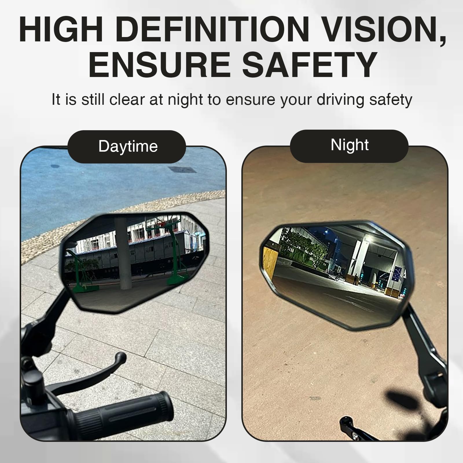 Landrain 2 Stück Lenkerendenspiegel E Geprüft, Motorrad Spiegel E-geprüft, Lenkerspiegel Motorrad 360°drehbarer für Scooter Roller Atv(links und Rechts)