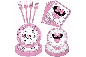 80pcs Minnie Birthday Decorations Party Supplies Kit for Baby Shower, Girls' 1st,...